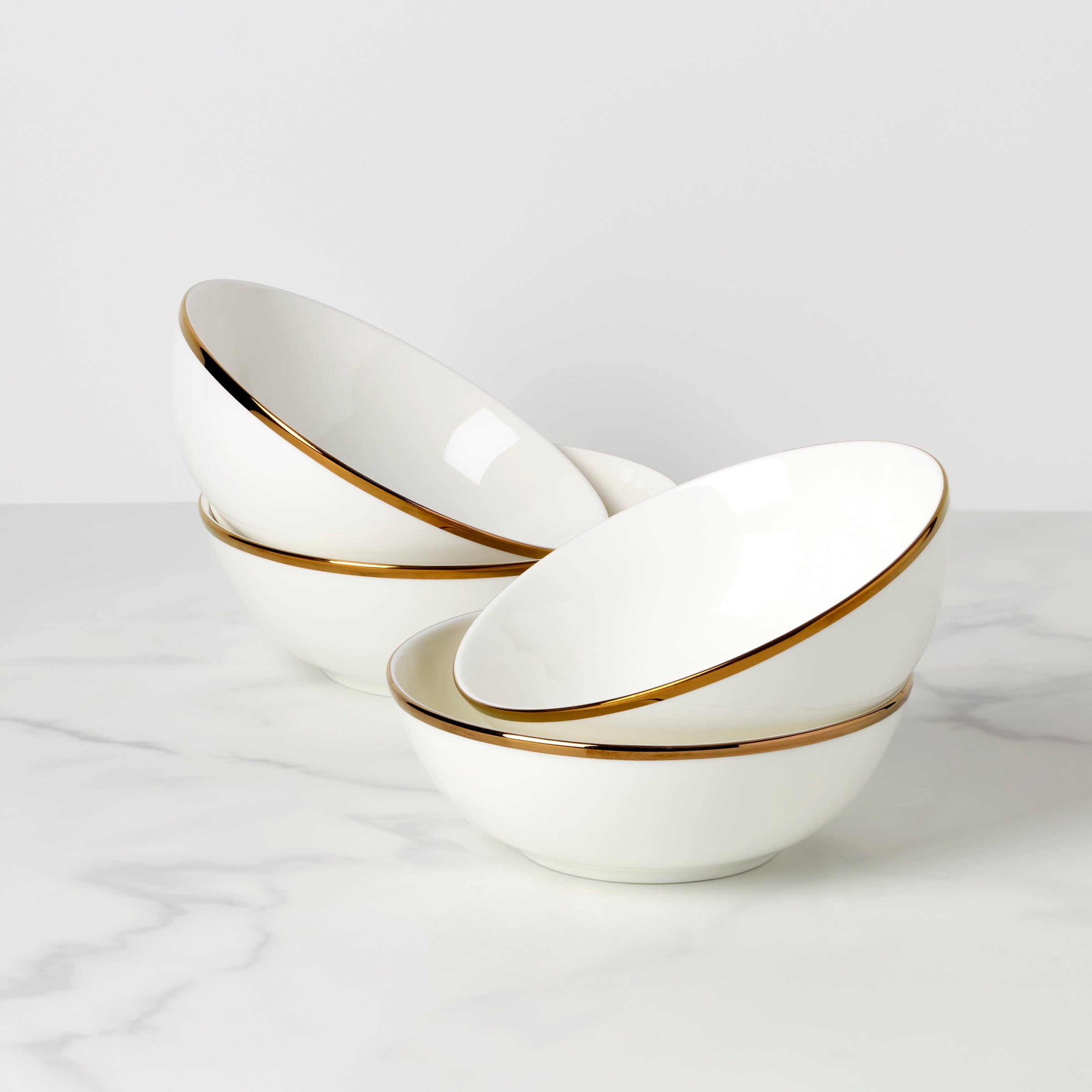 Premium Contempo Luxe Dinner Bowls - Set of 4 Modern Porcelain Soup & Salad Bowls for Elegant Dining & Entertaining