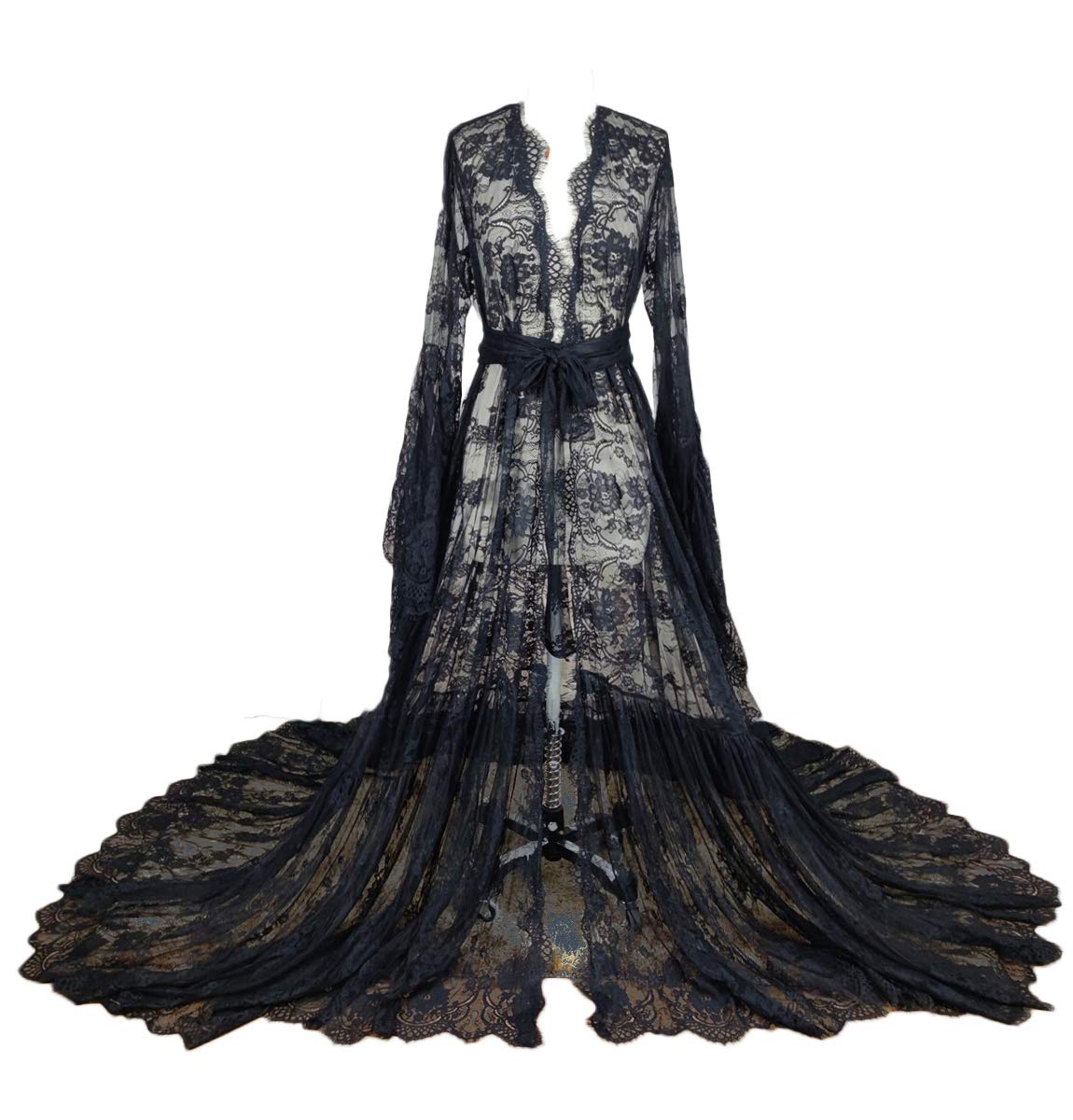 Elegant Women's Long Wedding Scarf Illusion Nightgown Robe - Sexy Lingerie & Sheer Puffy Dress for Bridal Shower, Honeymoon & Romantic Nights - Perfect for Boudoir Photography & Intimate Occasions