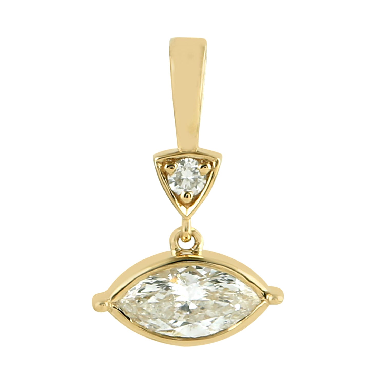 Exquisite Marquise Cut Diamond 18k Yellow Gold Dainty Charm Pendant - Perfect for Anniversary Gifts, Valentine's Day & Special Occasions