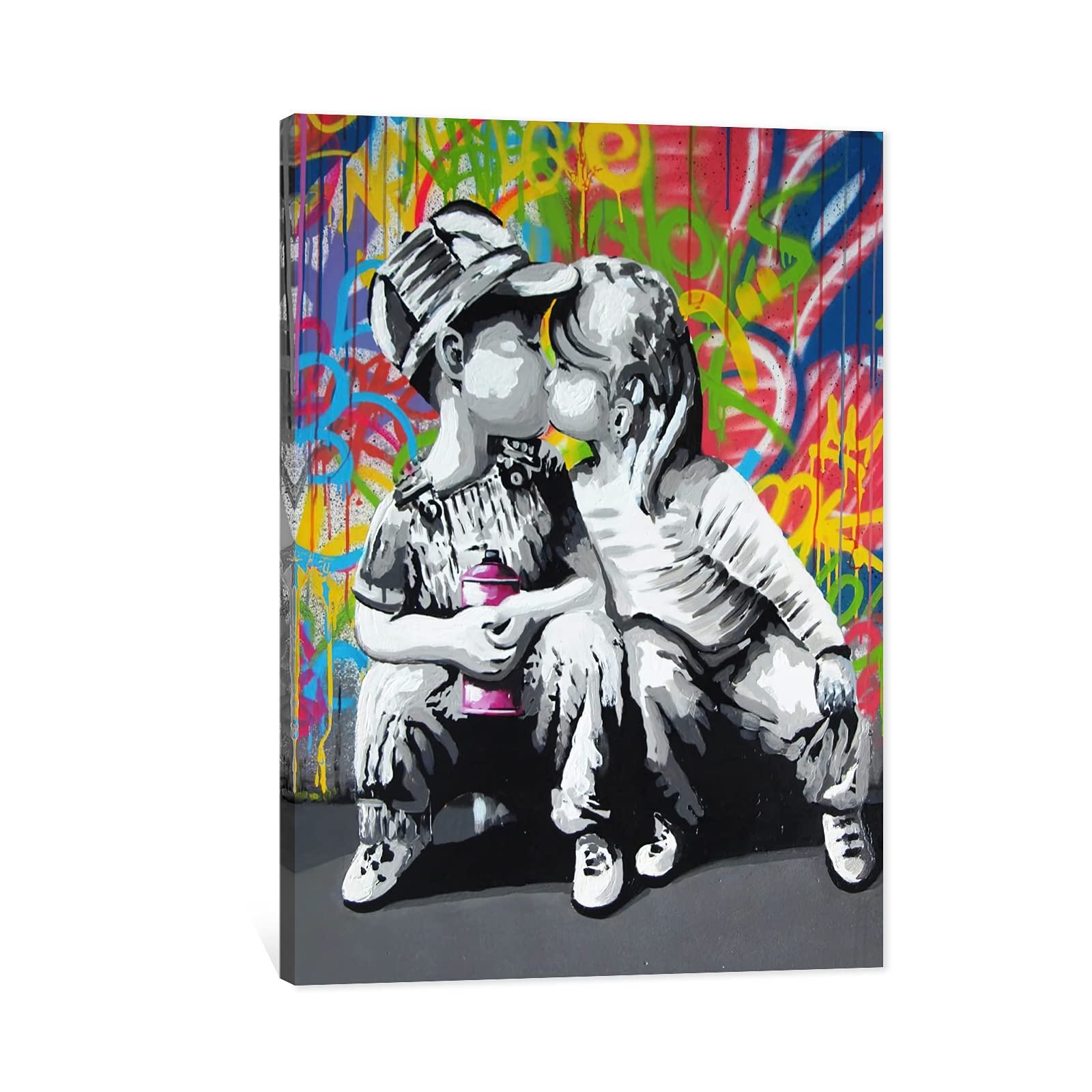 TIMUBA Graffiti Canvas Wall Art - Large 32x48 Inches Urban Street Art Painting for Living Room & Bedroom Decor | Modern Wall Decorations for Home & Office | Perfect Gift for Art Lovers