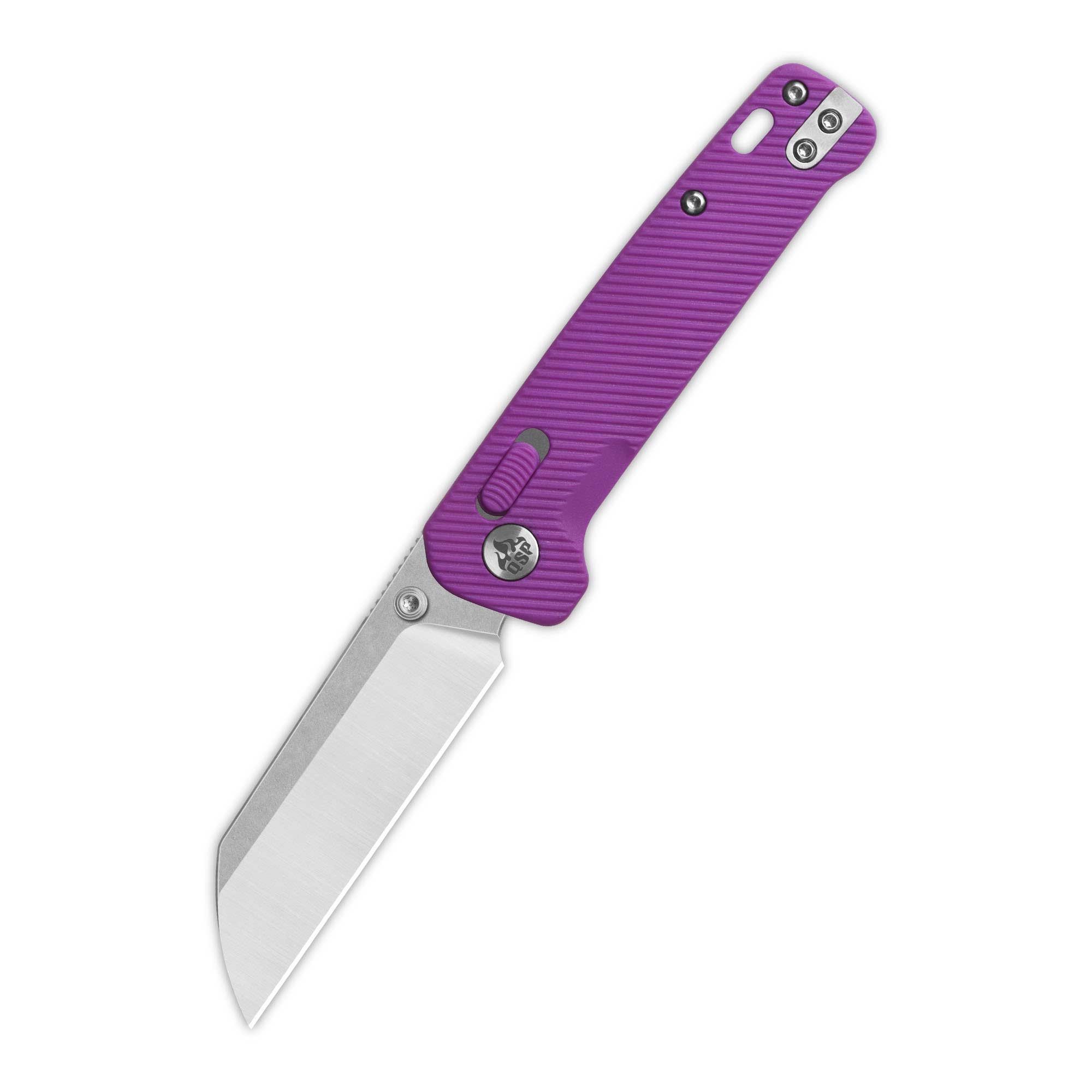 QSP Penguin Glyde Lock Pocket Knife - 14C28N Stainless Steel Blade, Purple FRN Handle - EDC Folding Knife for Camping, Hiking & Outdoor Activities