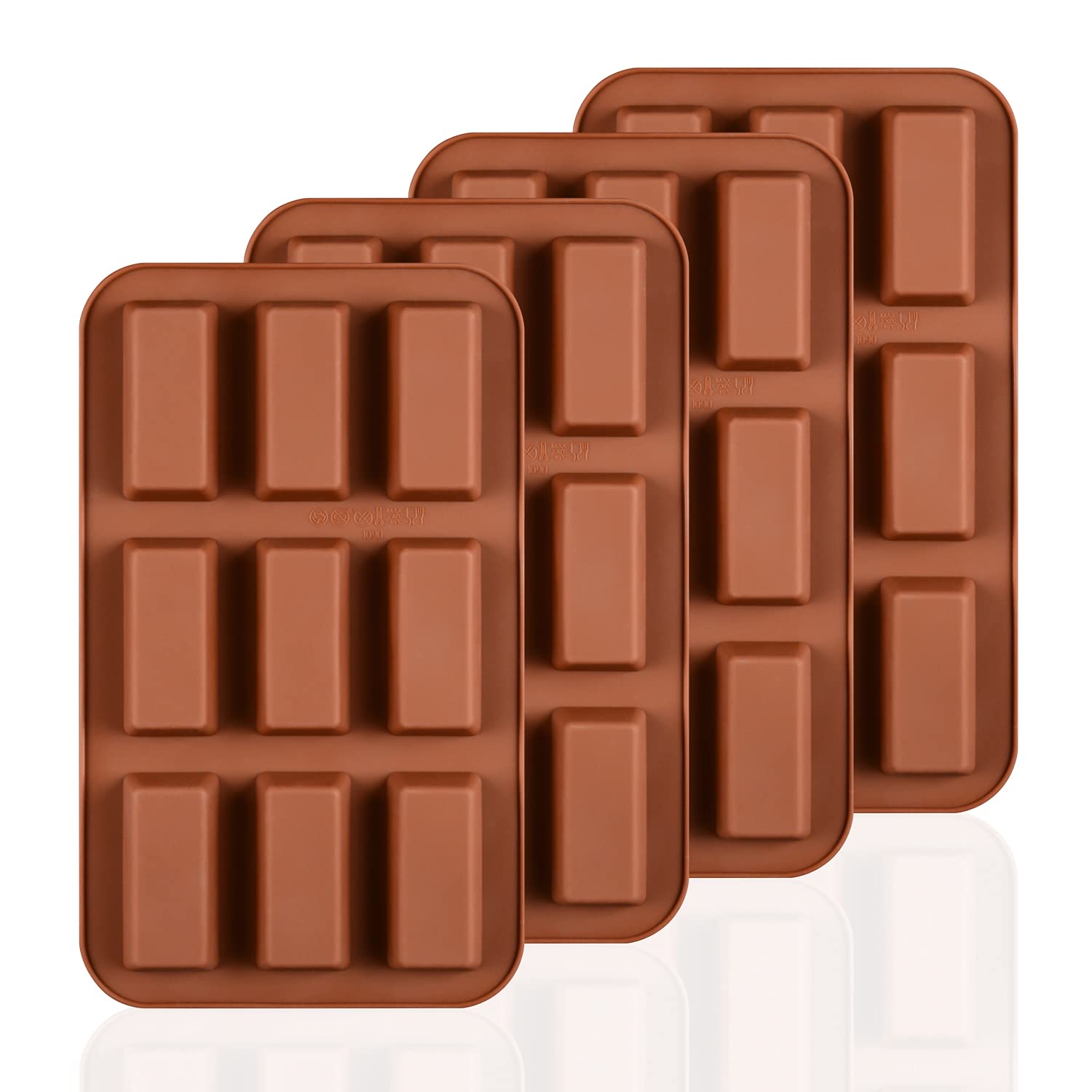 4 Pcs Silicone Chocolate Molds for Bite-Sized Candy - Small Deep Cavity Truffle & Caramel Molds, Break-Apart Candy Bar Molds for DIY Chocolate Making, Baking & Party Favors