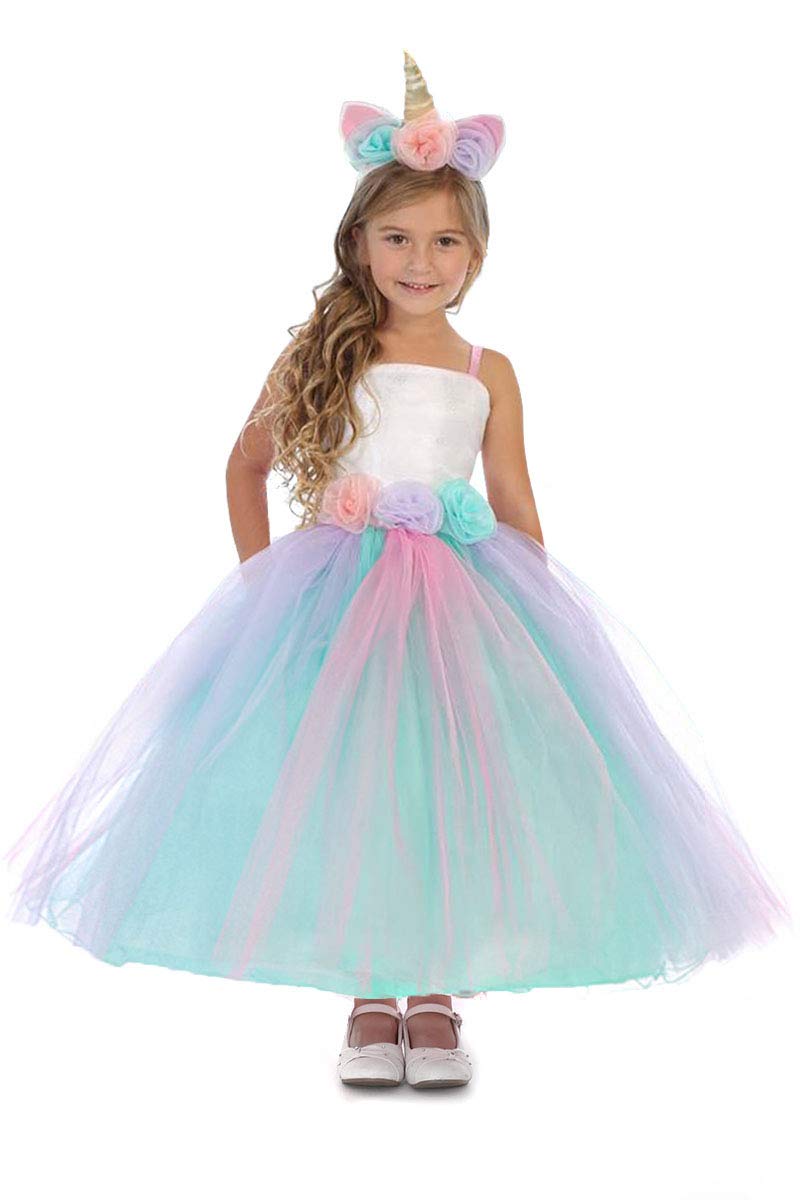 Magical Unicorn Dress for Girls - Sparkly Princess Costume for Birthday, Halloween & Dress-Up Play