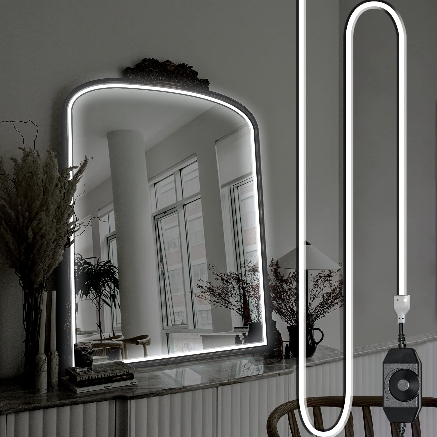 Hollywood Style Vanity Makeup Mirror Lights - 10ft Ultra Bright White LED Neon Light Strip with Dimmable Touch Control - Perfect for Makeup Vanity Table, Bathroom Mirror & Dressing Room Lighting (Mirror Not Included) - Ideal for Professional Makeup Artists, Beauty Enthusiasts & Home Decor
