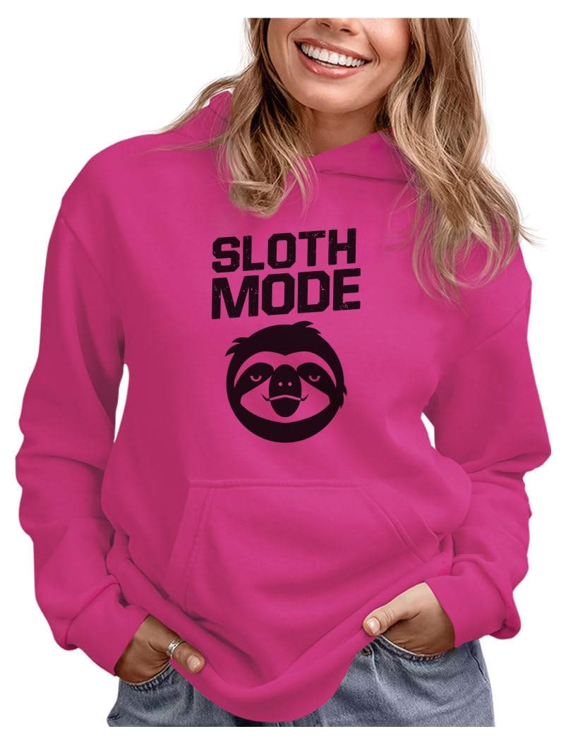 Tstars Sloth Mode Hoodie - Cute Sloth Gifts for Women & Teen Girls - Funny Novelty Sweatshirt with Hood - Perfect for Casual Wear, Gifts & Lazy Days