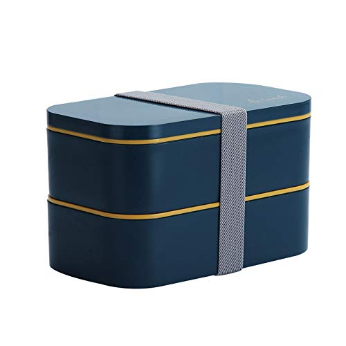 Premium BPA-Free 1600ML Japanese Bento Box for Adults & Kids - Stackable Meal Prep Lunch Container for Office, School & Travel (Blue) - CamHom Durable Food Storage Solution for Men & Women