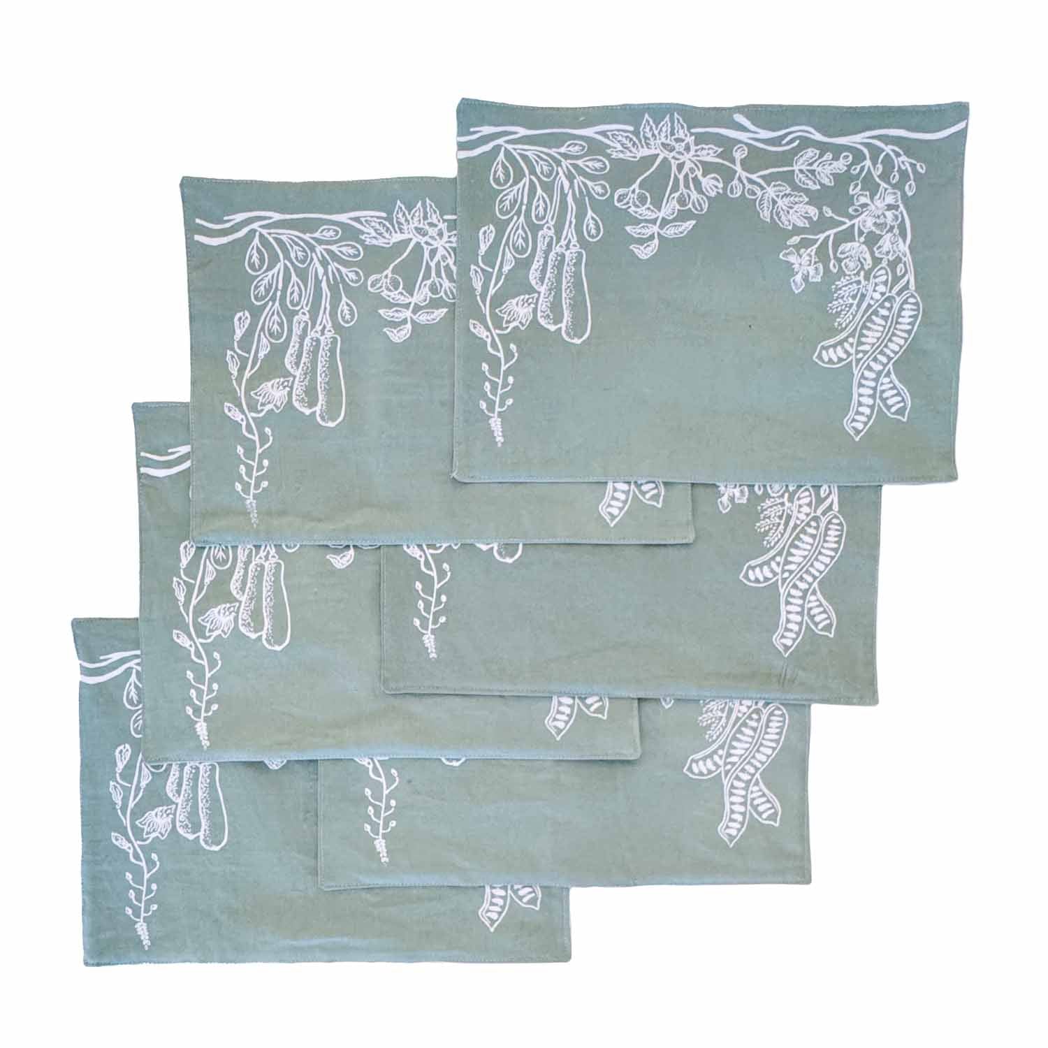 Premium Sage Green Floral Table Mats Set of 6 - Waterproof Heat-Resistant Dining Table Placemats for Kitchen, Dining Room, and Outdoor Picnics