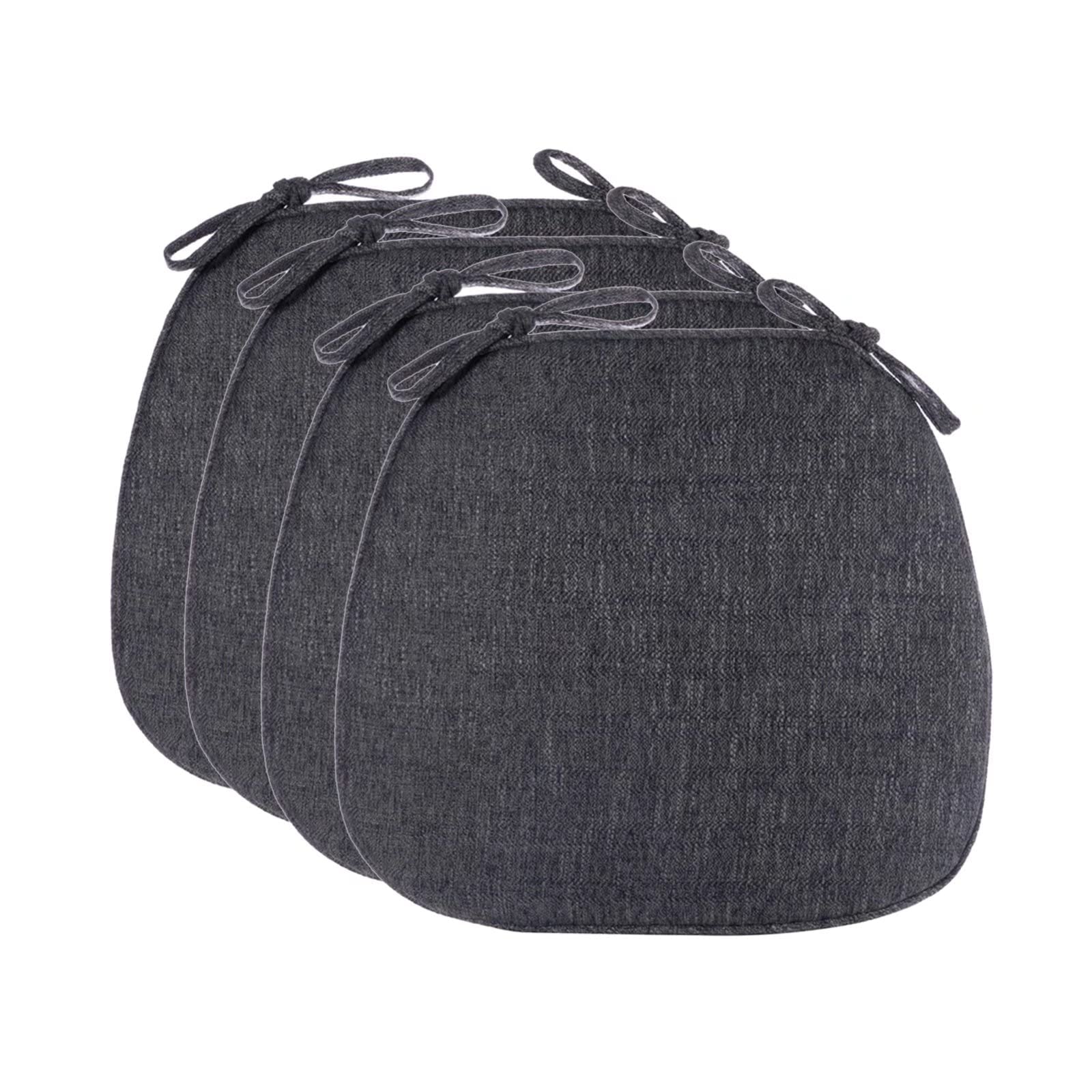 Non-Slip Kitchen Seat Cushions Set of 4 - 16x16 Washable Dining Chair Pads with U-Shaped Design in Dark Gray - Perfect for Dining Rooms, Kitchen Chairs, and Home Decor