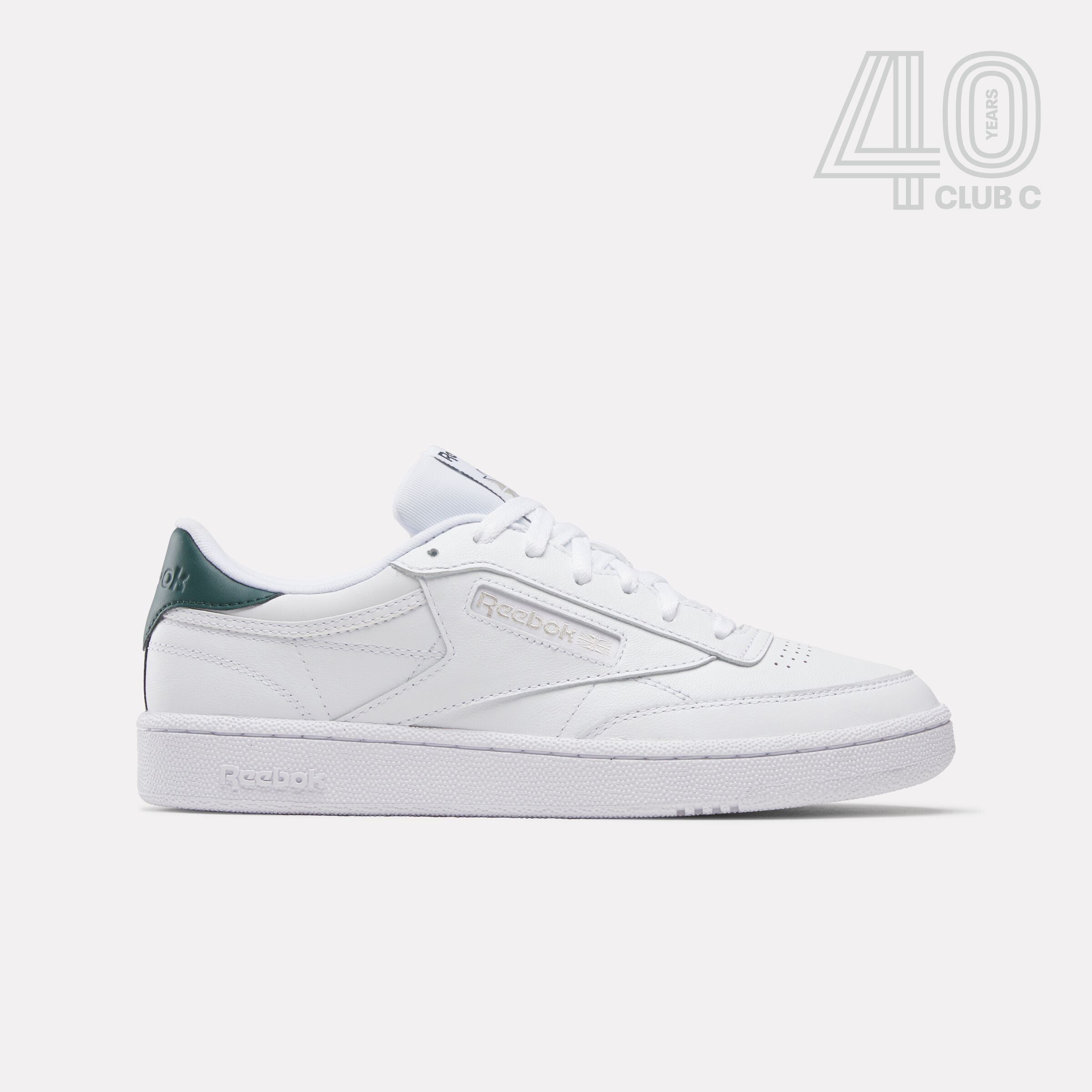 Reebok Club C 85 40th Anniversary Sneakers - White/Green/Flint Grey Retro Tennis Shoes for Men & Women | Vintage Athletic Style for Casual Wear, Gym & Street Fashion