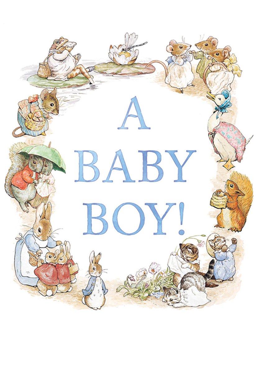 Beatrix Potter Baby Boy Greeting Card - Perfect for Birthdays, Baby Showers & Newborn Celebrations