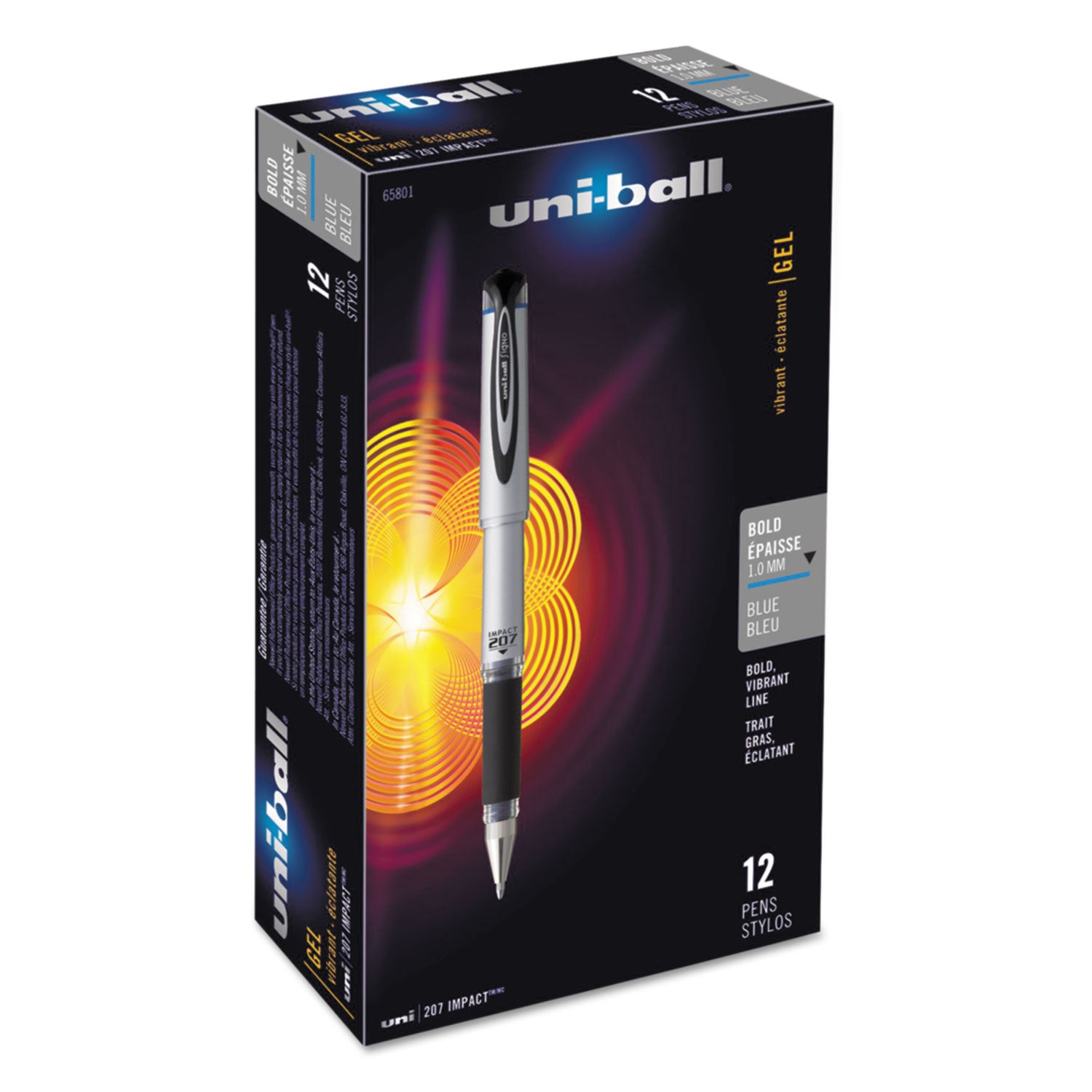 207 Impact Stick Gel Pen - Bold 1mm Tip, Smooth Blue Ink, Comfortable Black Barrel - Perfect for Office Work, School Notes & Creative Writing