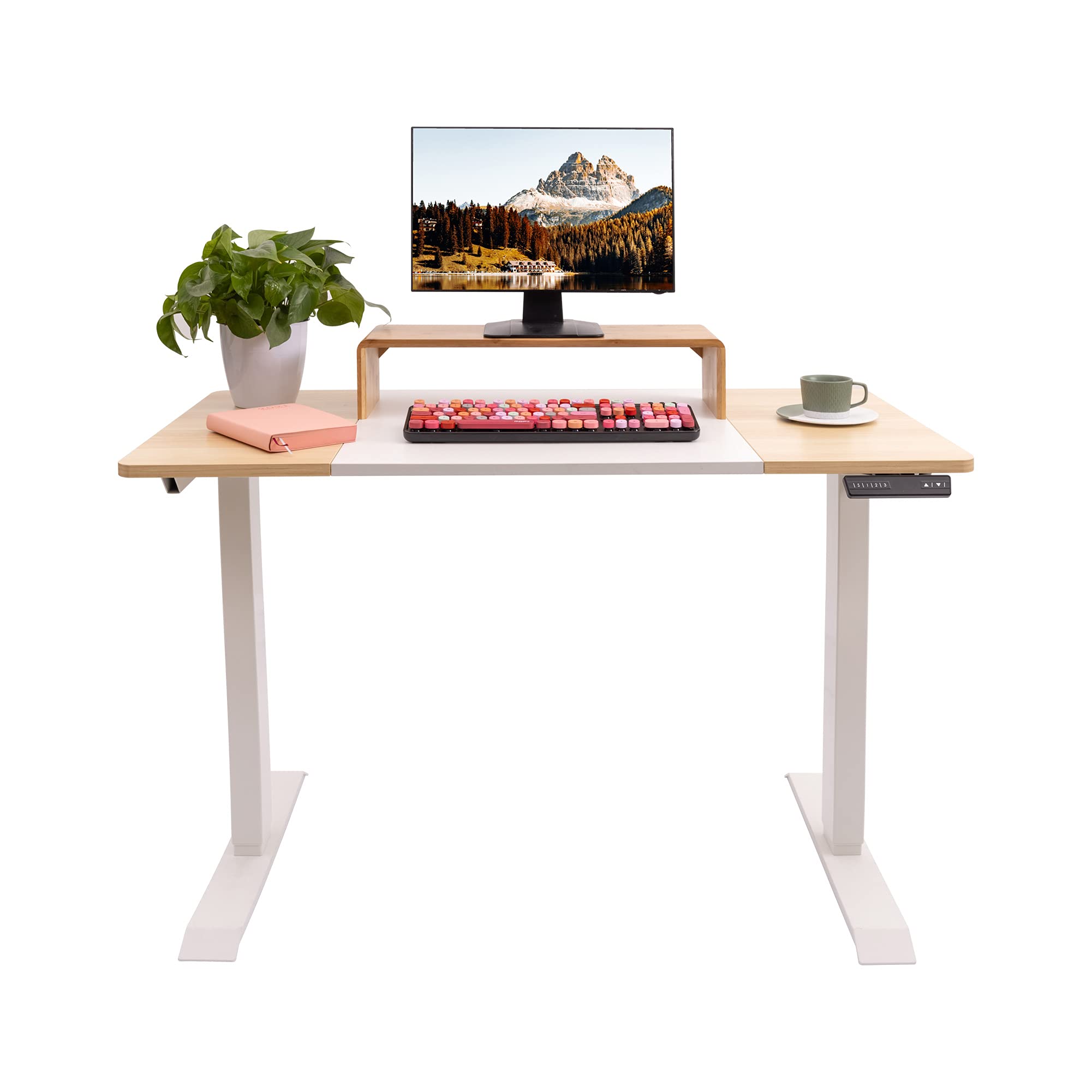 Dual Motor Height Adjustable Electric Standing Desk - 47x24 Inches, Quiet Lift Mechanism, Splice-Free Desktop for Home & Office Workspace (White) | Perfect for Remote Work, Gaming Setup & Ergonomic Study Space