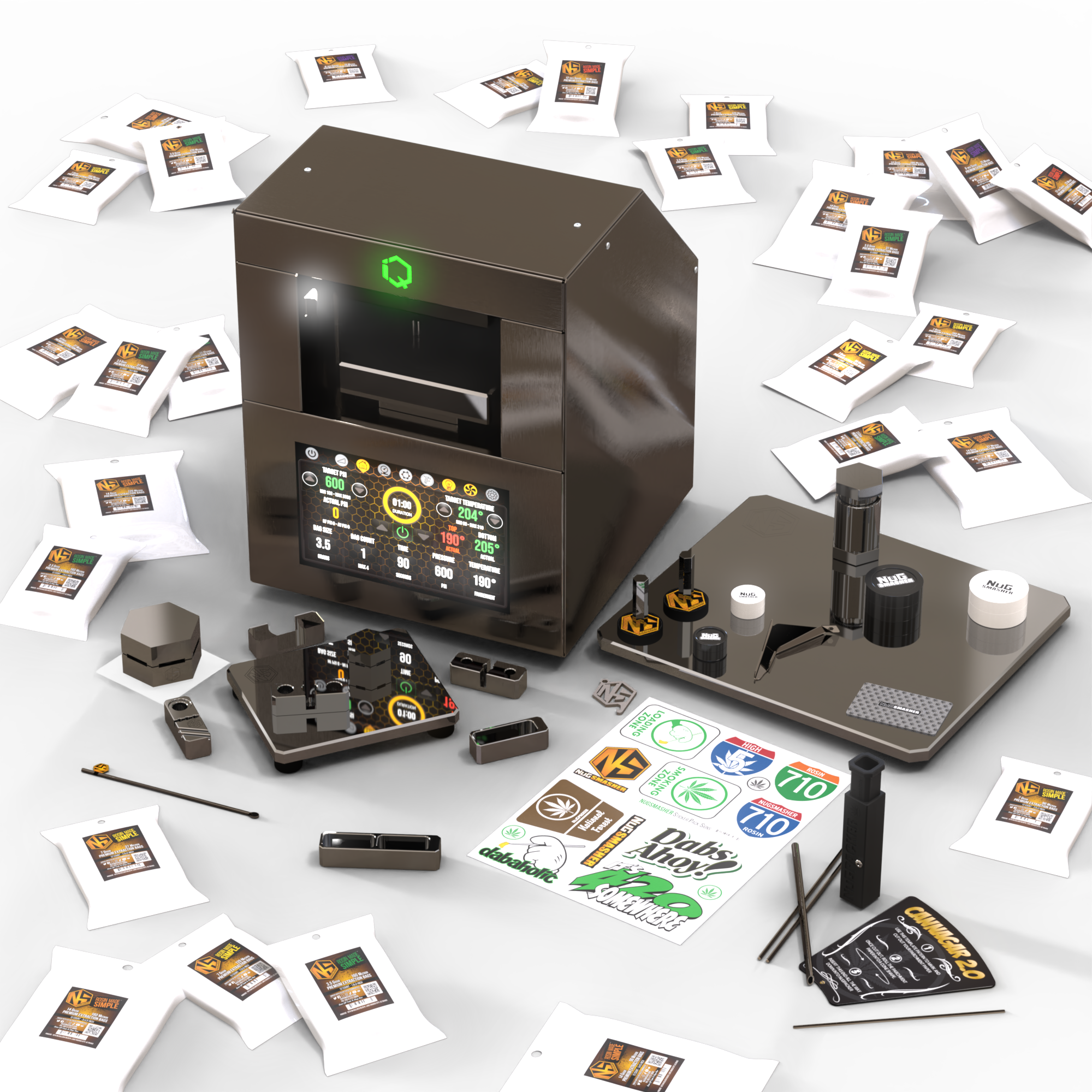 NugSmasher IQ 4 Ton Electric Rosin Press Kit with Accessories - Perfect for Home DIY Rosin Extraction & Concentrate Making