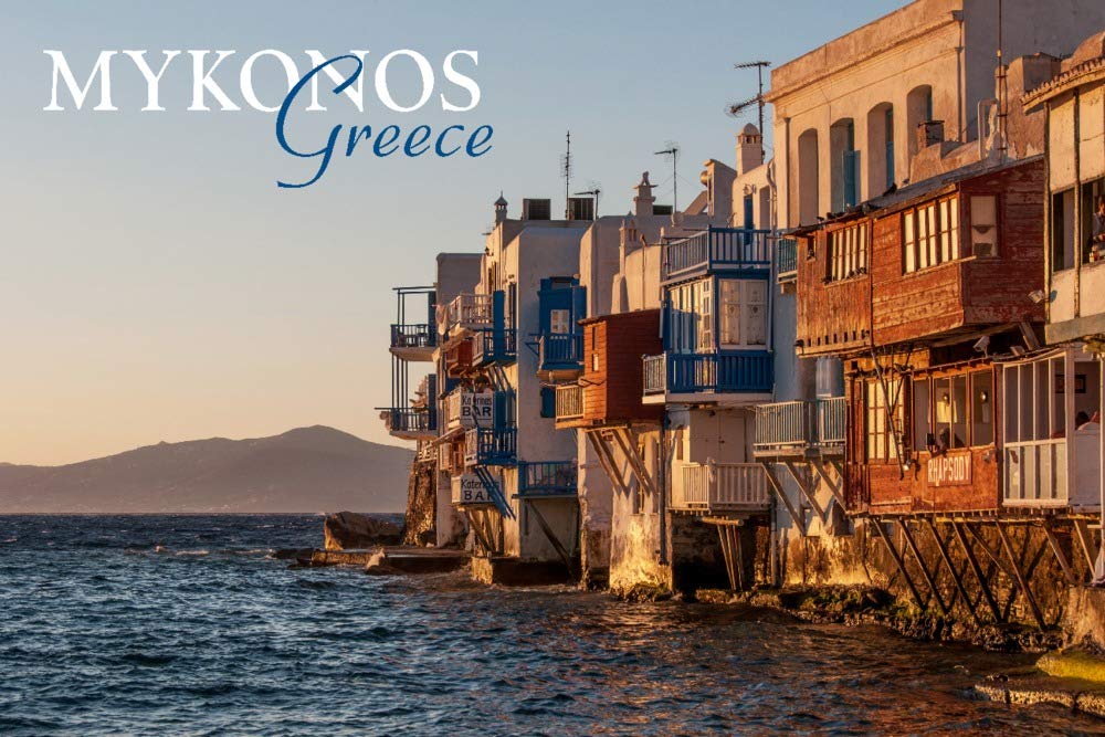 Mykonos Greece Twilight Buildings - 16x24 Gallery Quality Metal Wall Art, Aluminum Home Decor for Living Room, Bedroom & Office