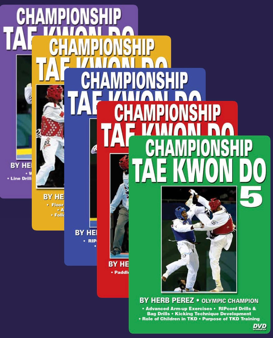 Championship Tae Kwon Do 5 DVD Set by Herb Perez - Complete Martial Arts Training for Beginners to Advanced | Home Workout & Self-Defense Mastery