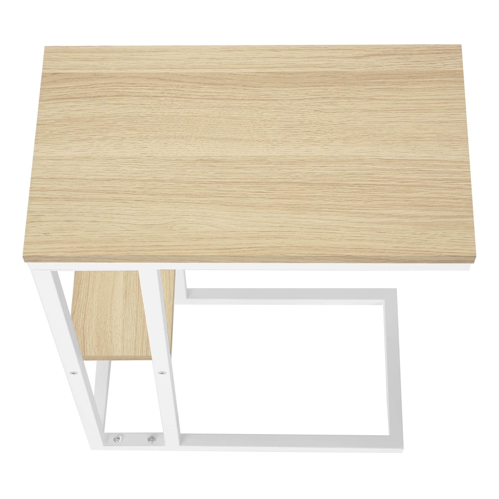 Modern Accent Table 25 Inch Height in Natural Wood & White Metal Finish - Perfect for Living Room, Bedroom, or Entryway Decor