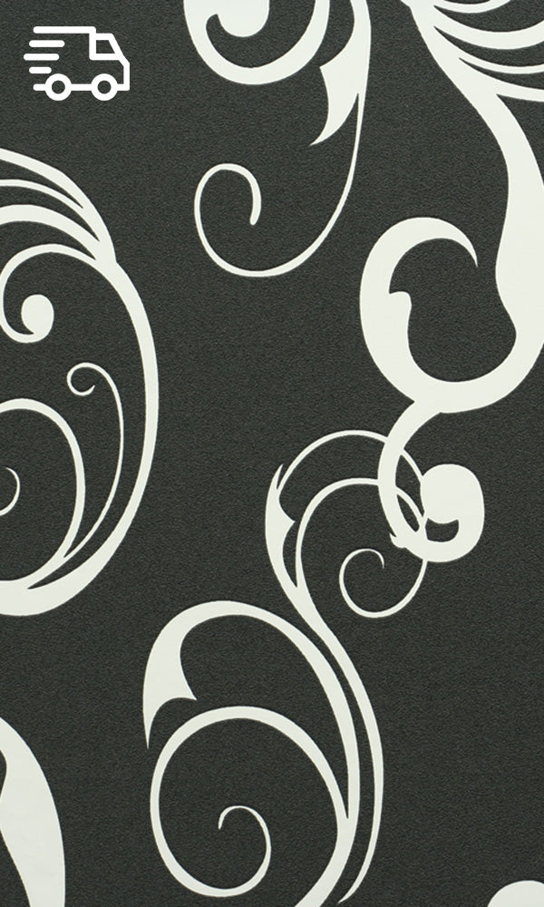 Black & White Swirl Wallpaper R7229 - Peel and Stick Removable Wallpaper for Bedroom, Living Room, Office Decor - Self-Adhesive Geometric Pattern Wall Covering