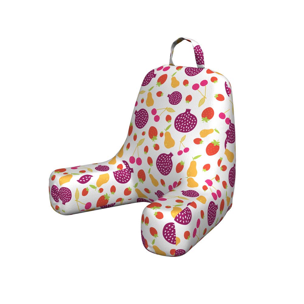 Ambesonne Fruit Art Reading Pillow Cover - Pomegranate Cherry Strawberry Pear Print on Plain Background, Soft Fabric Bed Rest Case (Small, Dark Magenta & Mustard) - Perfect for Reading, Lounging & Home Decor