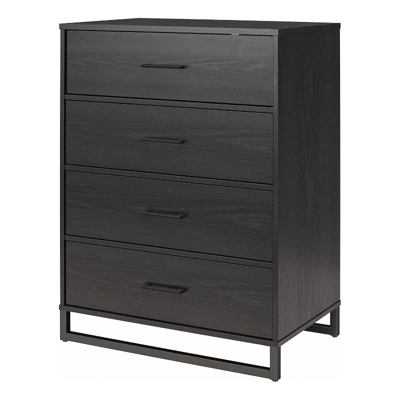 Ameriwood Home Monterey 4-Drawer Dresser in Black Oak - Stylish Bedroom Storage for Clothes, Linens & Accessories | Perfect for Master Bedroom, Guest Room or Dorm Organization