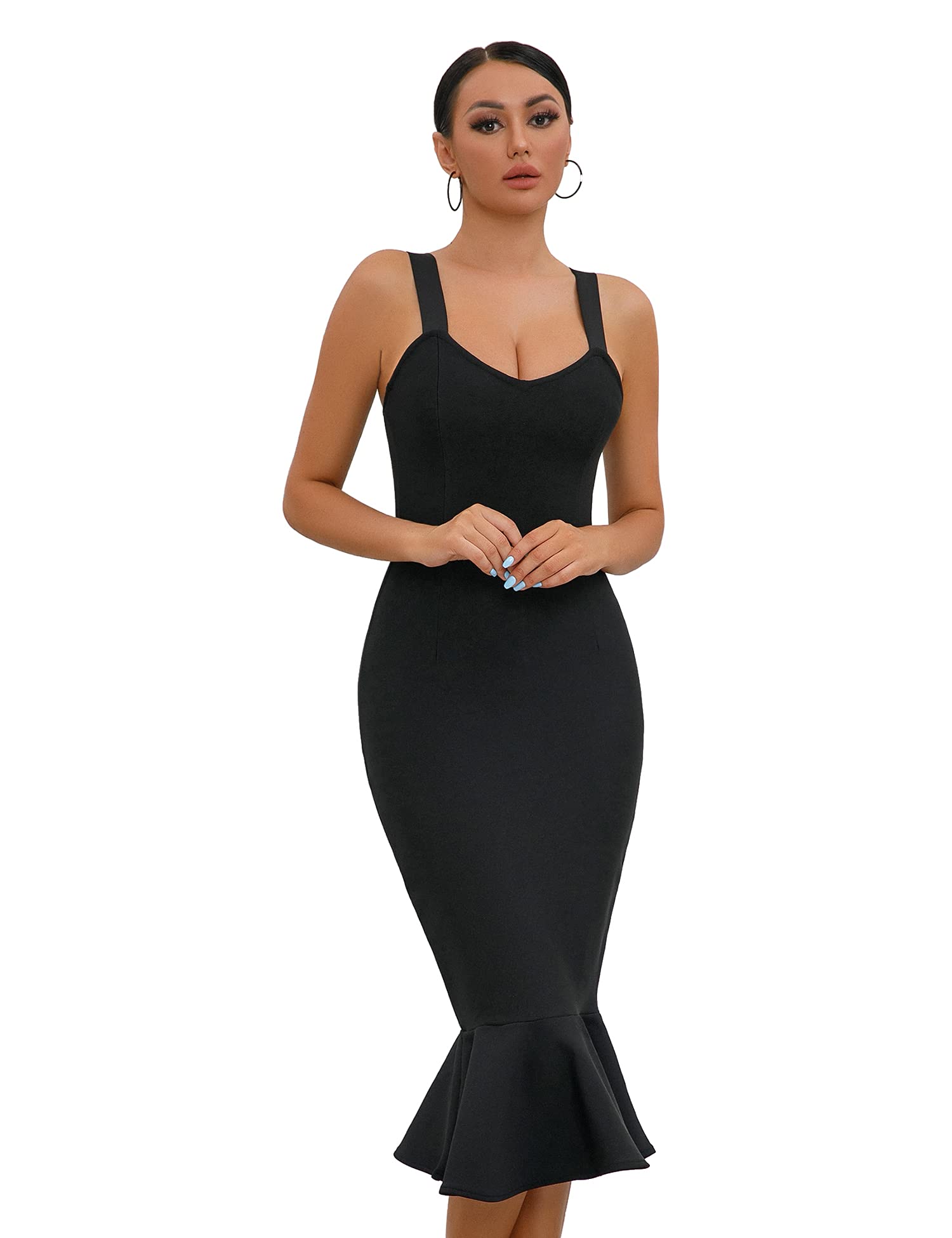 Meilun Women's Spaghetti Strap Sleeveless Bodycon Dress for Club, Party & Evening Events - Sexy Tight Fitted Cocktail Dress for Night Out, Date Night & Special Occasions