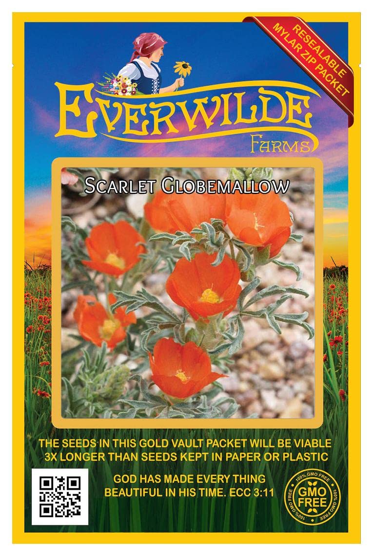 Everwilde Farms - 50 Scarlet Globe Mallow Native Wildflower Seeds - Gold Vault Jumbo Seed Packet for Garden Landscaping & Pollinator Gardens