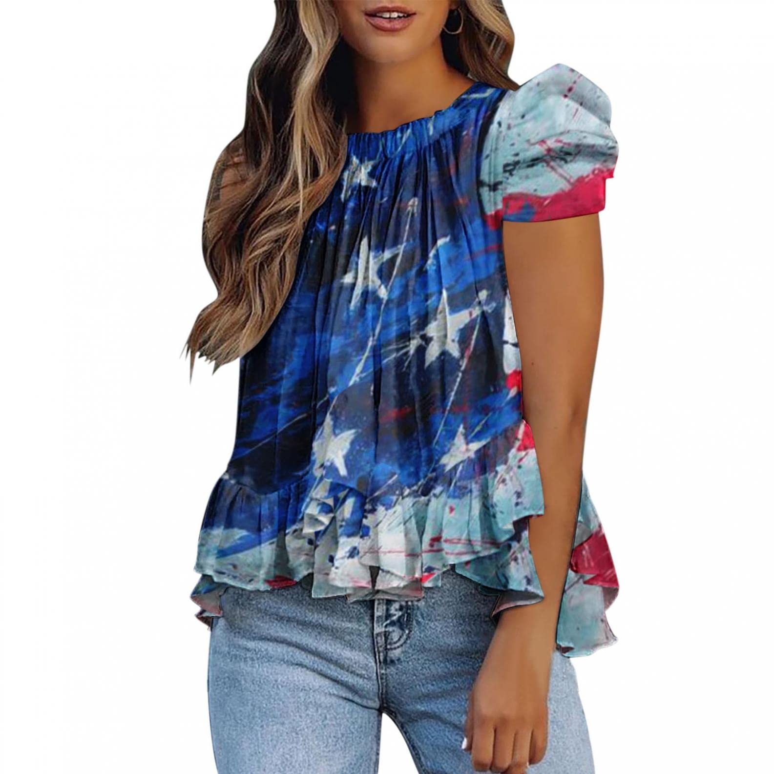 BAGELISE Women's Summer Tops 2023 - Cute Sexy Casual Short Sleeve T-Shirts with Cartoon Graphic Print | Perfect for Beach Outings, Date Nights & Summer Vacations