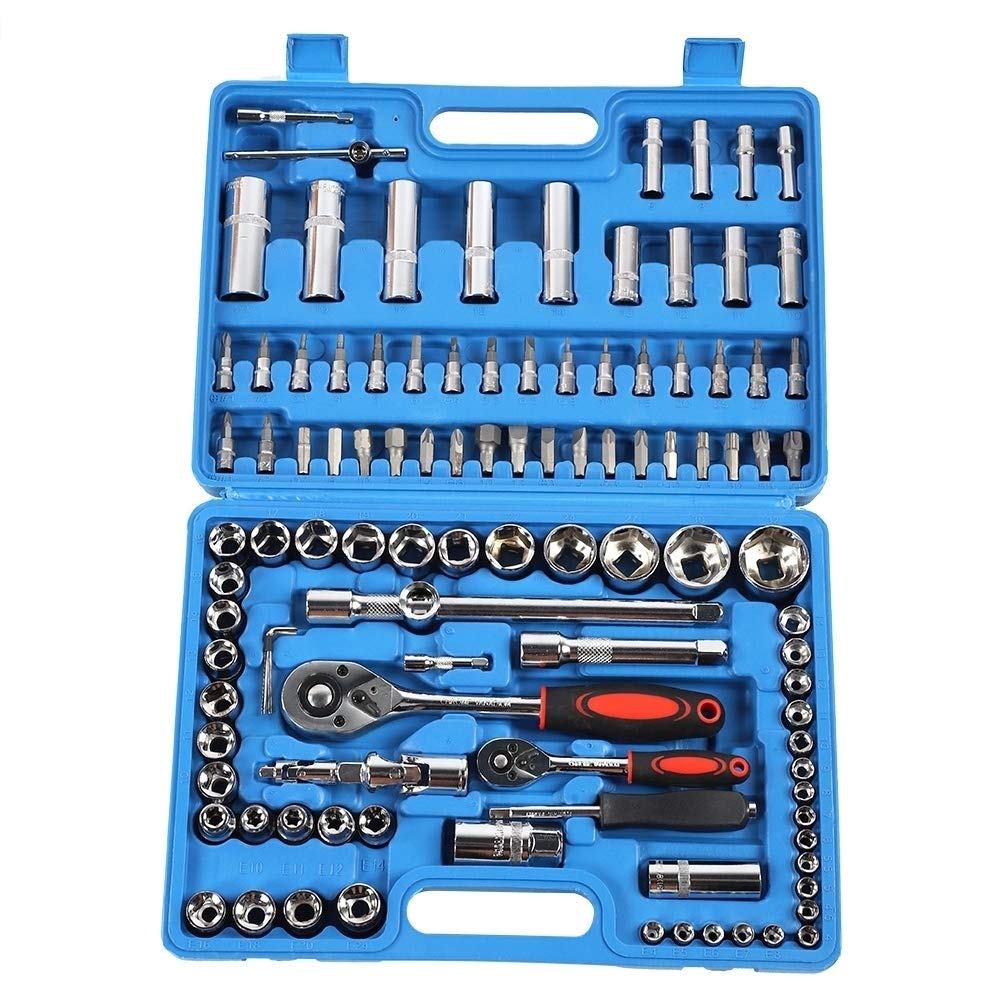 108-Piece Ratchet Wrench Set with 1/4in & 1/2in Drive, CR40 Steel Socket Set in Durable Tool Case - Professional Hand Tool Kit for Automotive Repair, DIY Projects & Home Maintenance