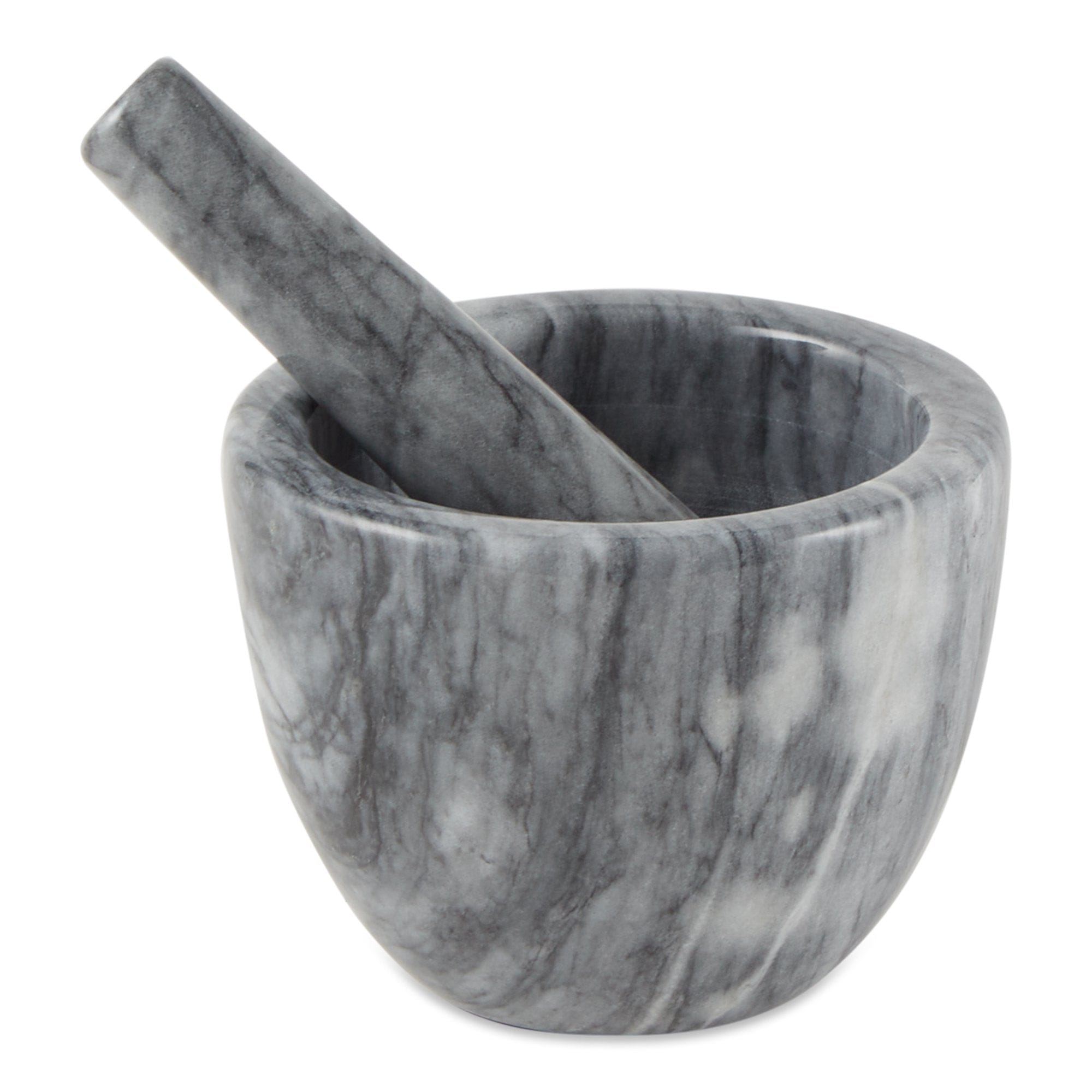 Premium Grey Marble Mortar and Pestle Set for Grinding Spices, Herbs & Pills - Perfect for Kitchen, Pharmacy & Apothecary Use