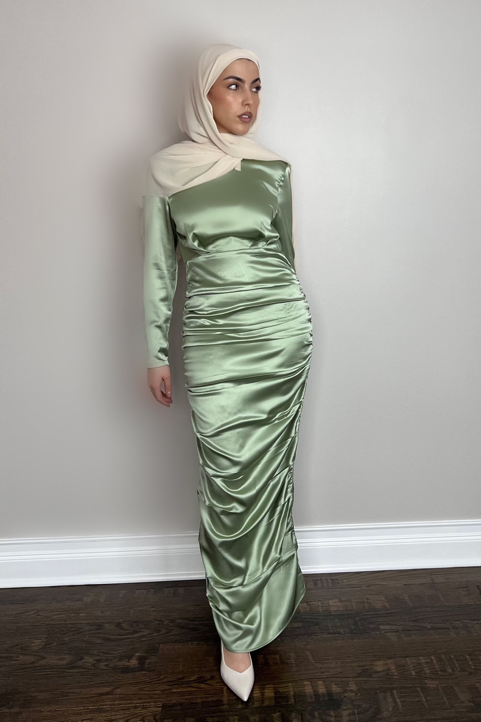 HANA Satin Dress in Sage Green - Elegant Women's Formal & Party Wear for Evening Events, Weddings & Special Occasions