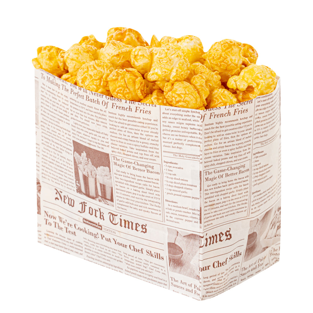 Eco-Friendly Sepia Newsprint Paper Snack Bags 4.25 x 2.5 x 3.75 Inches - 100 Count Bulk Pack for Parties, Picnics & Takeout Food