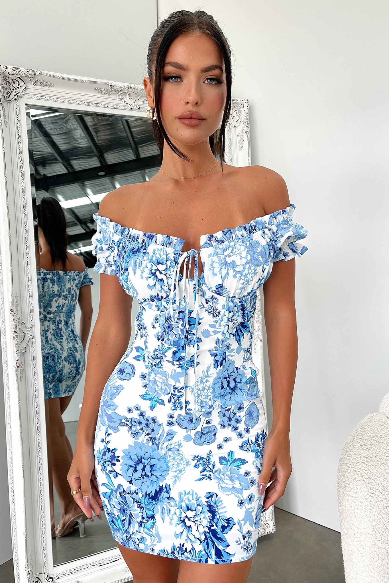 Maisie Dress - Blue & White Floral Print Summer Dress for Women | Perfect for Beach, Vacation & Casual Outings