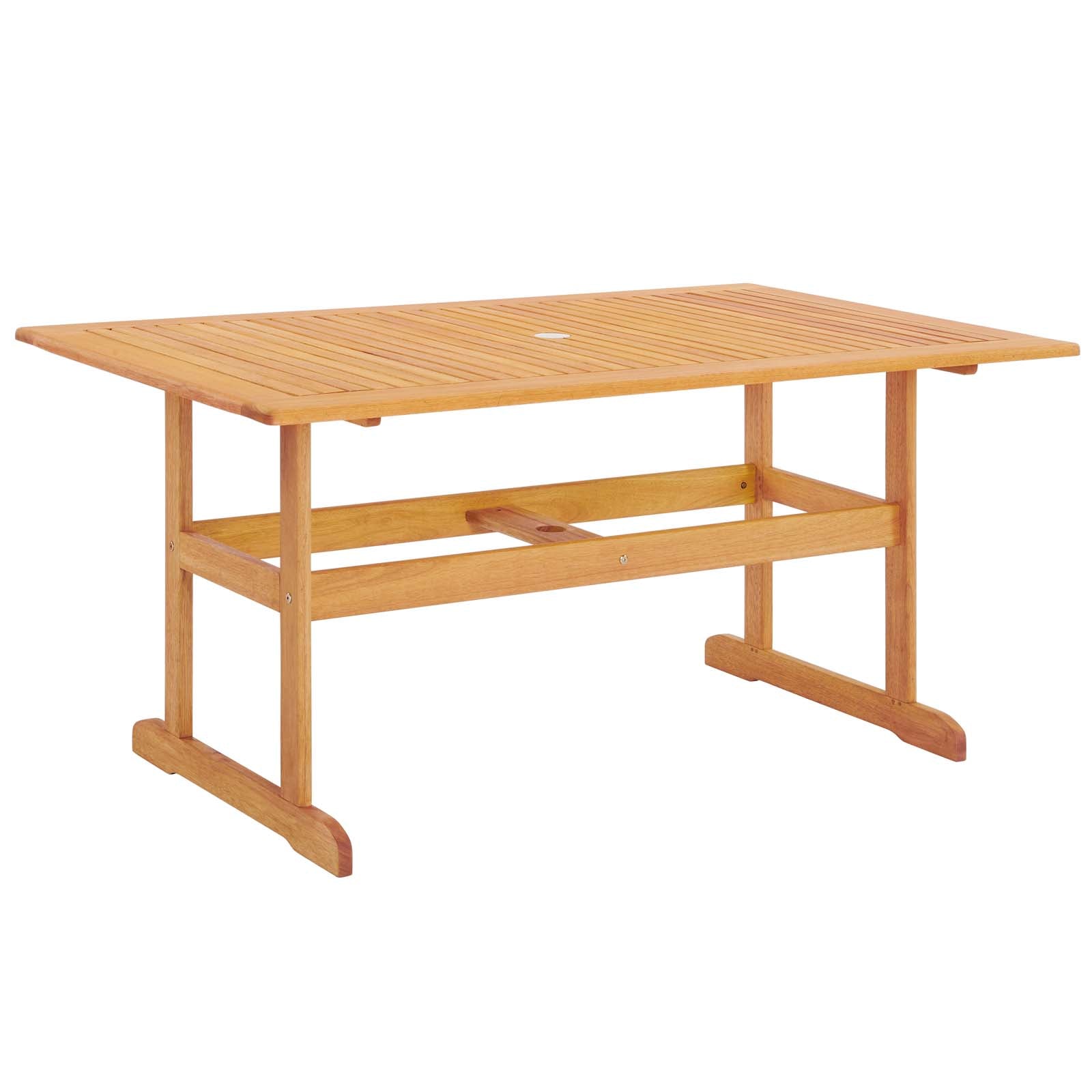 Hatteras 59 Inch Rectangle Outdoor Patio Dining Table - Solid Eucalyptus Wood Weather-Resistant - Perfect for Backyard, Garden, Poolside & Alfresco Dining