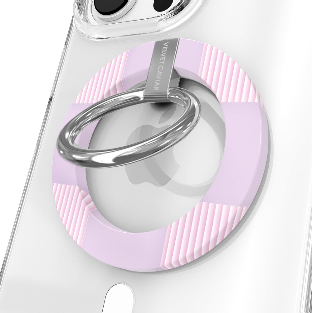 Lilac Vibe Checkered MagSafe Grip Ring for iPhone - Magnetic Phone Holder with Secure Grip, Compatible with iPhone 14/13/12 Series - Perfect for Driving, Workouts, and Everyday Use