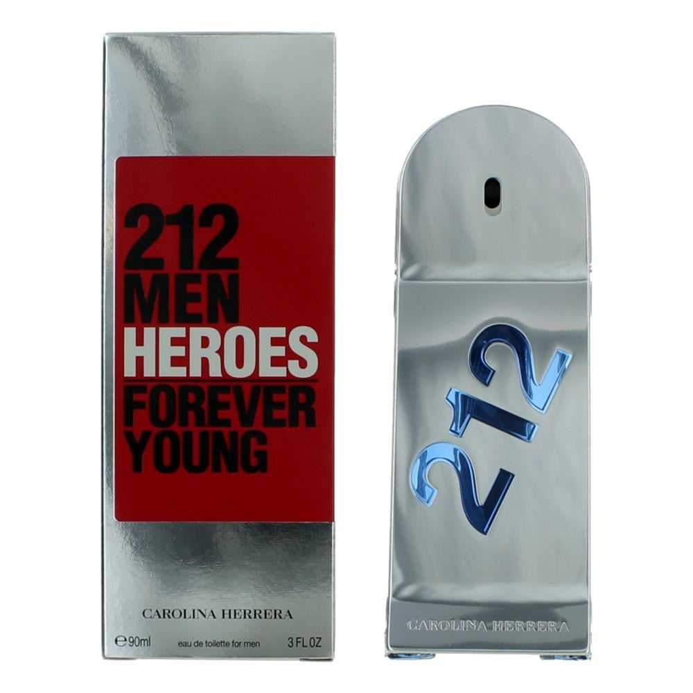 Carolina Herrera 212 Heroes Forever Young Eau de Toilette Spray for Men, 3 oz - Fresh & Woody Fragrance for Day & Night Wear, Work & Special Occasions