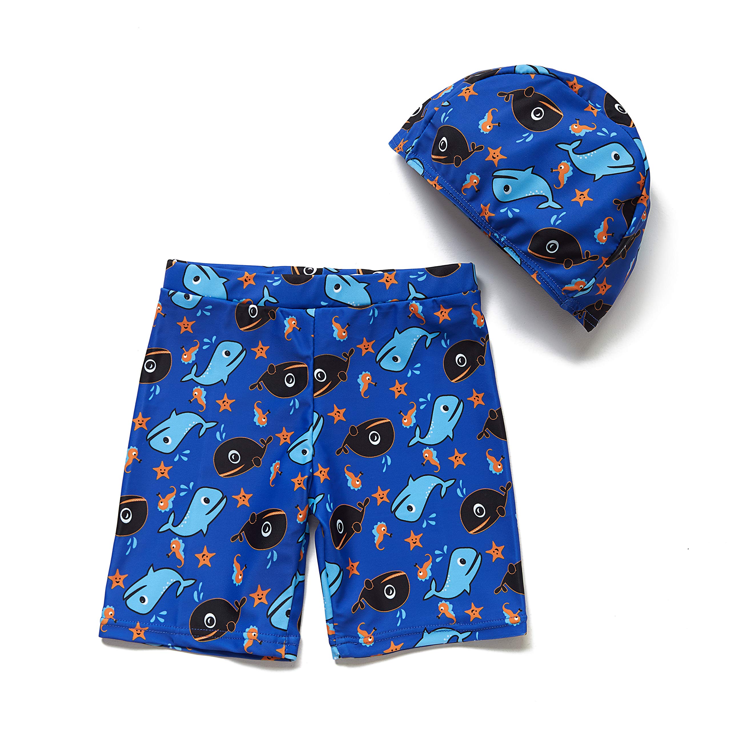Baby & Toddler UPF 50+ Sun Protection Swim Trunks with Matching Sun Hat - Quick Dry Boys Girls Beach Swimwear for Pool, Ocean & Summer Water Activities