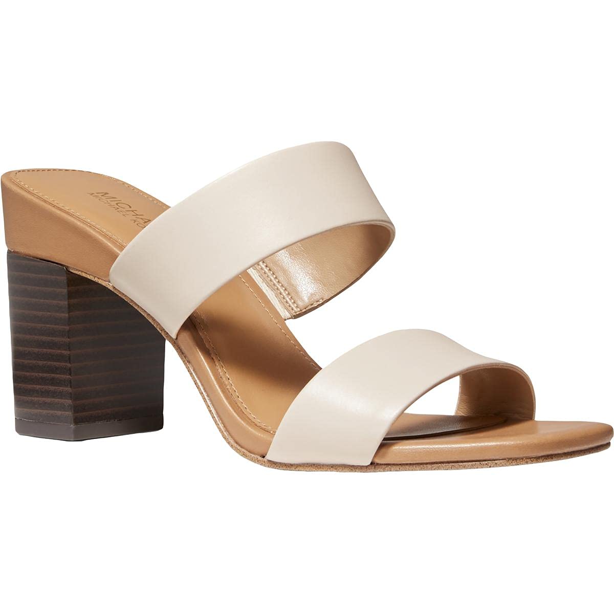 Michael Kors Women's Glenda High Heel Slide Sandals - Size 7.5 Medium (M) in Light Cream | Comfortable Dressy Summer Sandals for Weddings, Parties & Beach Vacations