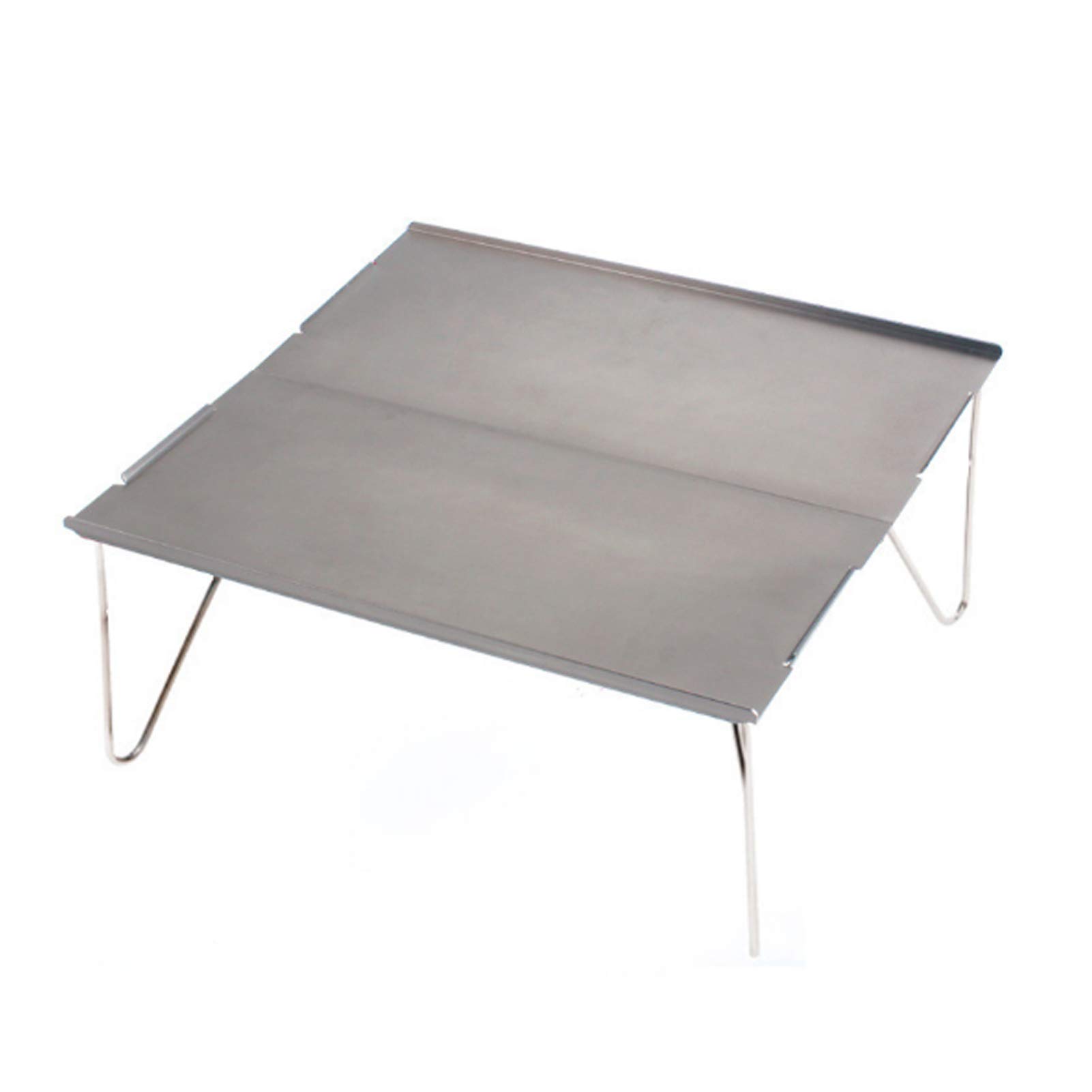 Trusway Portable Folding Picnic Table - Aluminum Ultralight BBQ Grill Rack for Outdoor Camping, Backpacking & Tailgating | Compact Foldable Desk for Campfire Cooking, Beach Parties & Picnics (Grey)