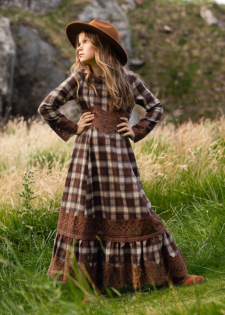 Rosi Dress in Cinnamon Tartan - Stylish Plaid Women's Dress for Fall & Winter | Perfect for Office, Date Night & Holiday Parties