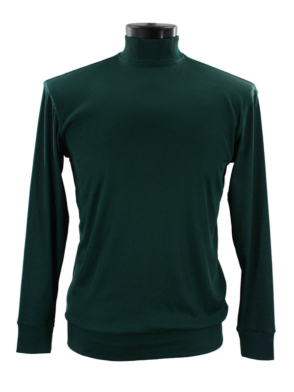 Bassiri Women's Long Sleeve High Neck Emerald Green T-Shirt 632 - Casual Slim Fit Basic Top for Work, Date Night & Everyday Wear