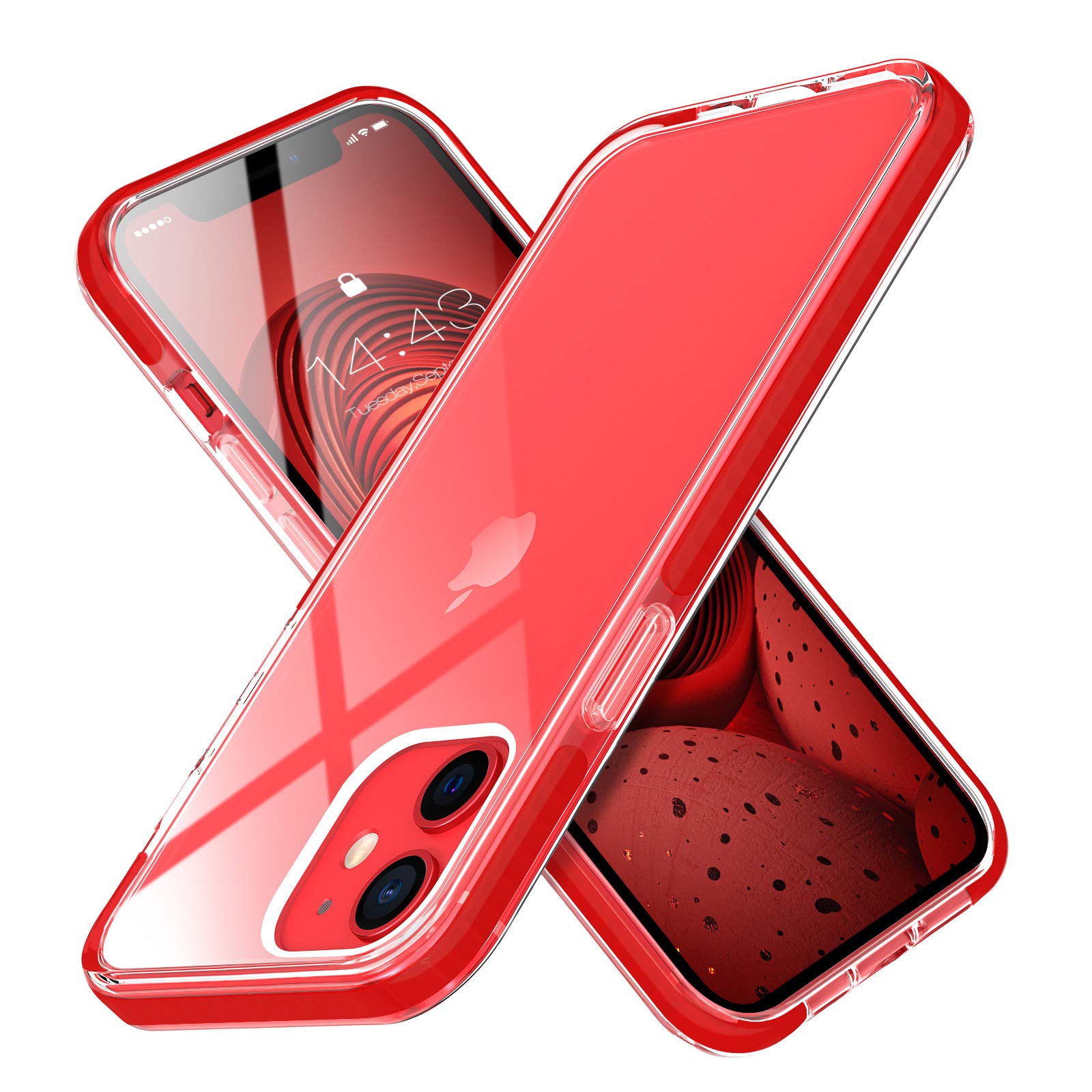 MATEPROX iPhone 12 Pro/12 Clear Slim Crystal Transparent Shockproof Bumper Case - Ultra Thin Protective Cover with Anti-Scratch Technology (Red) | Perfect for Daily Use, Work & Outdoor Activities