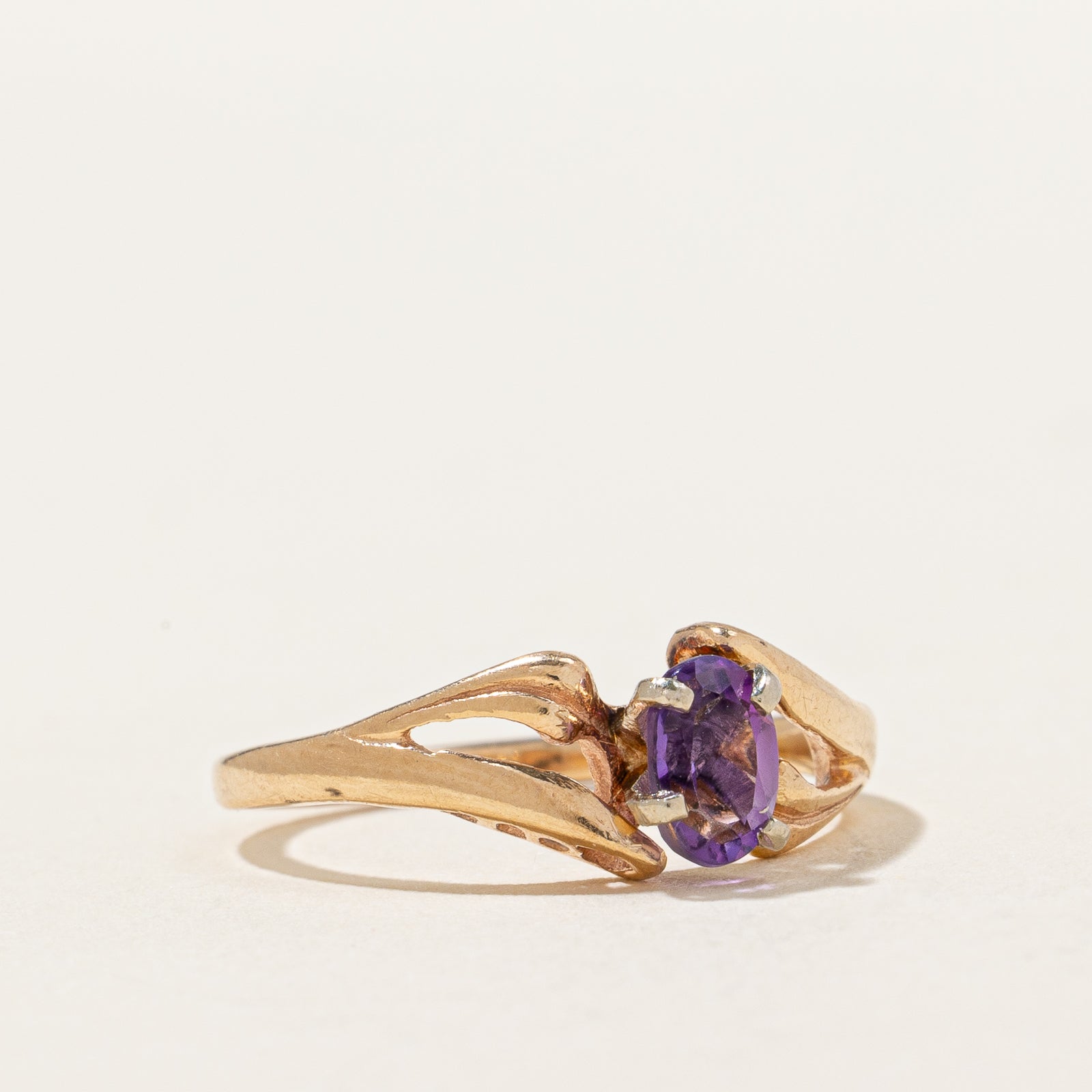 Amethyst Abstract Ring for Women - 0.40ct Genuine Purple Amethyst Stone - Size 6.5 - Elegant Bohemian Jewelry for Everyday Wear, Gift Giving & Special Occasions