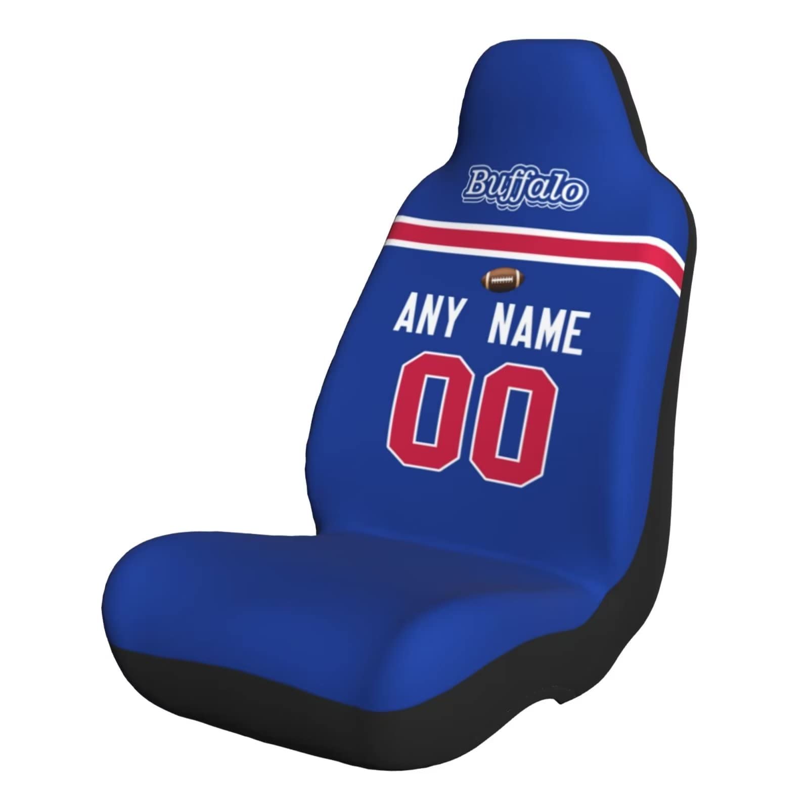Custom Buffalo Bills Football Car Seat Covers - Personalized NFL Team Gifts with Name & Number, Elastic Soft Front Seat Protectors (2-Piece Set) | Universal Fit for Most Cars, Trucks & SUVs | Perfect for Game Day, Tailgating & Team Spirit Accessories