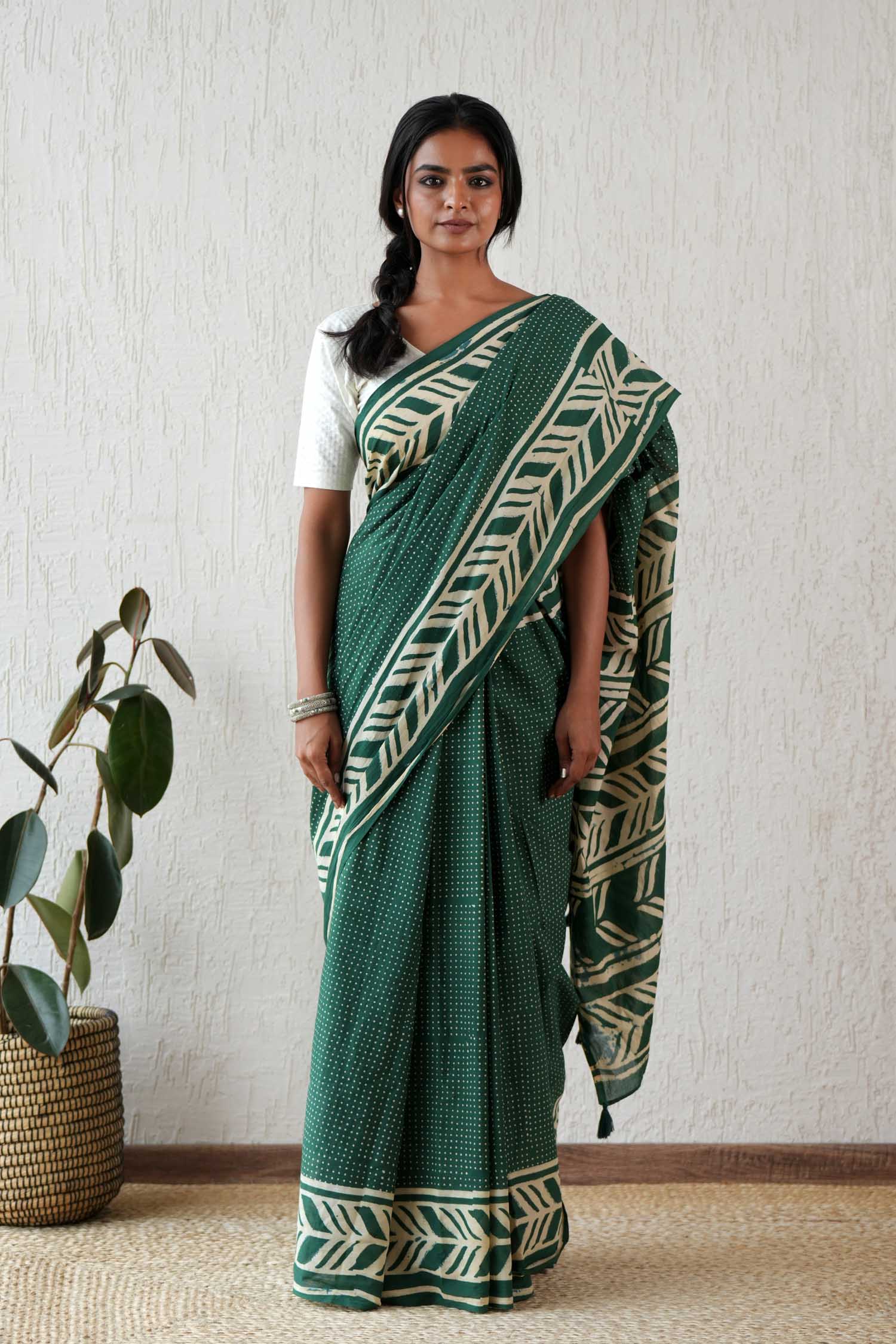 Hand Block Printed Mulmul Cotton Saree | Traditional Indian Saree | Perfect for Festivals, Weddings & Cultural Events