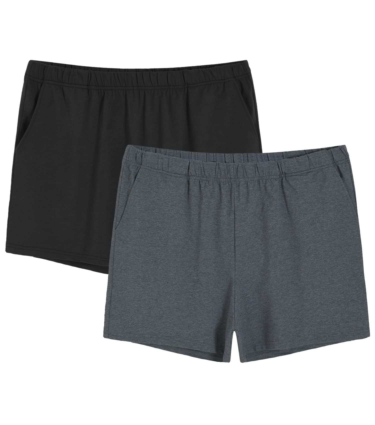 Women's Plus Size Lounge Shorts - Soft Cotton Sleep Shorts 2 Pack - Comfortable Pajama Shorts for Relaxing at Home, Sleeping & Vacation