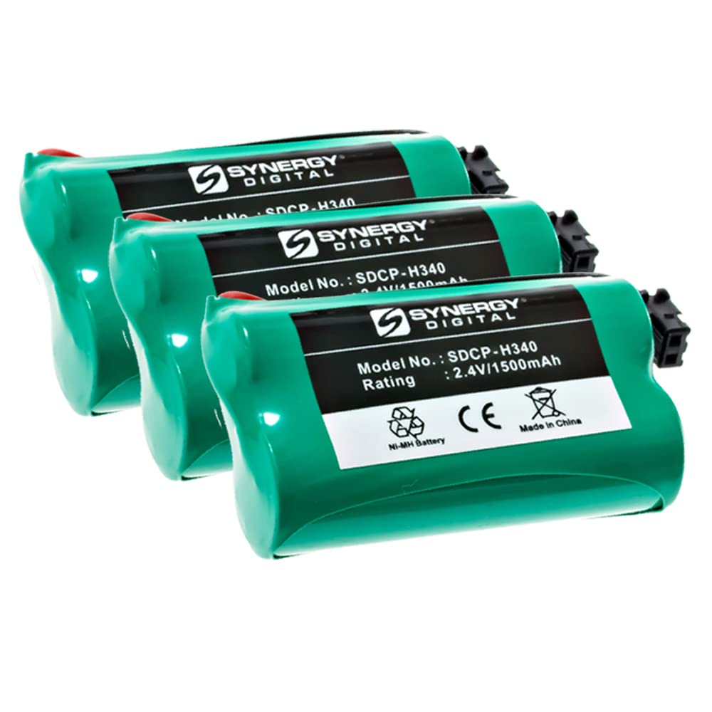 Synergy Digital Cordless Phone Batteries - 3 Pack Ni-MH 2.4V 1500mAh Replacement Batteries for Uniden EPX3000 Phone | Long Lasting Hi-Capacity Power | Perfect for Home & Office Cordless Phones