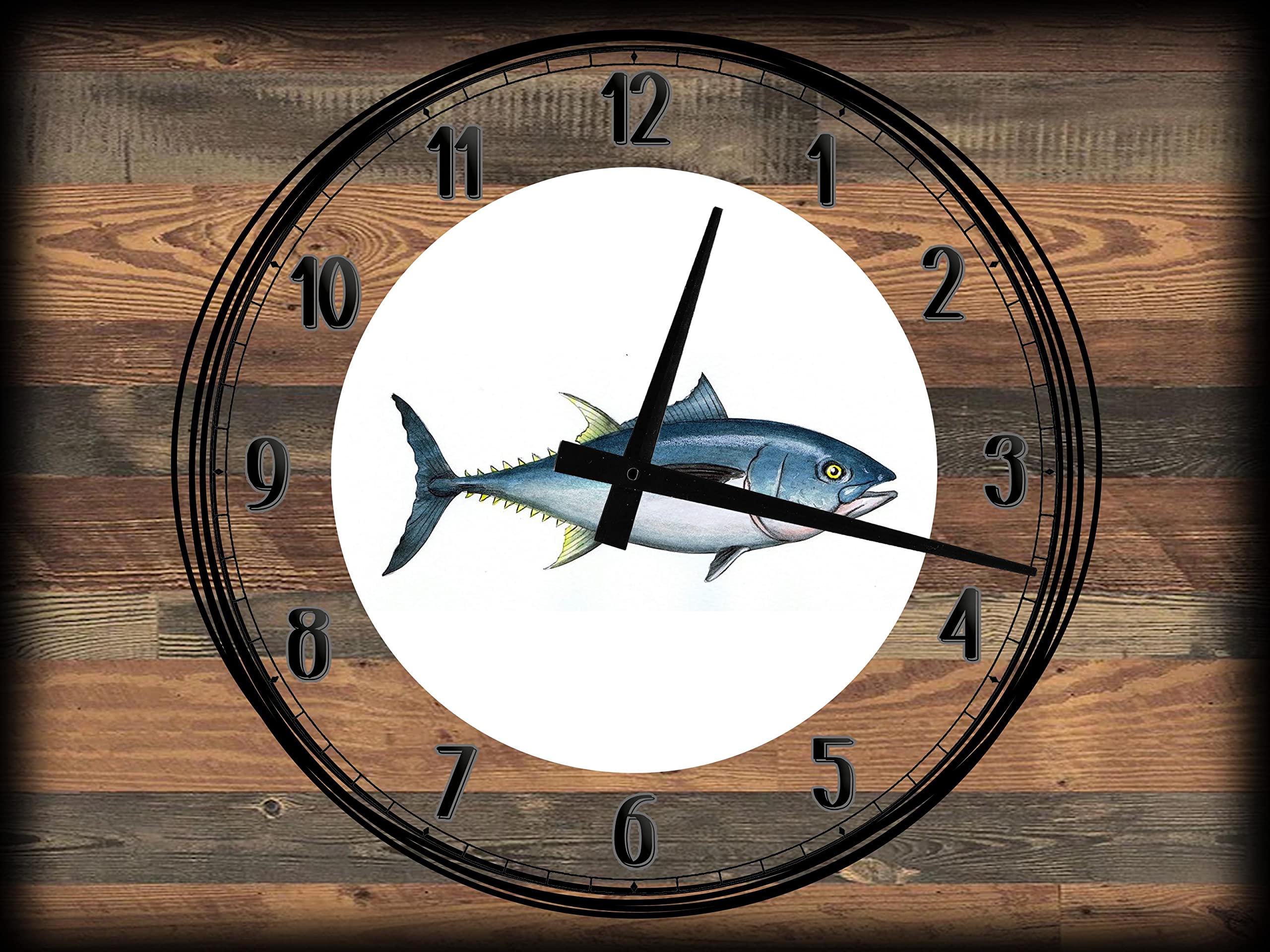 12x16 Inch Large Silver Ocean Fish Wall Clock Canvas Art - Modern Home & Office Decor for Living Room, Bedroom, Kitchen