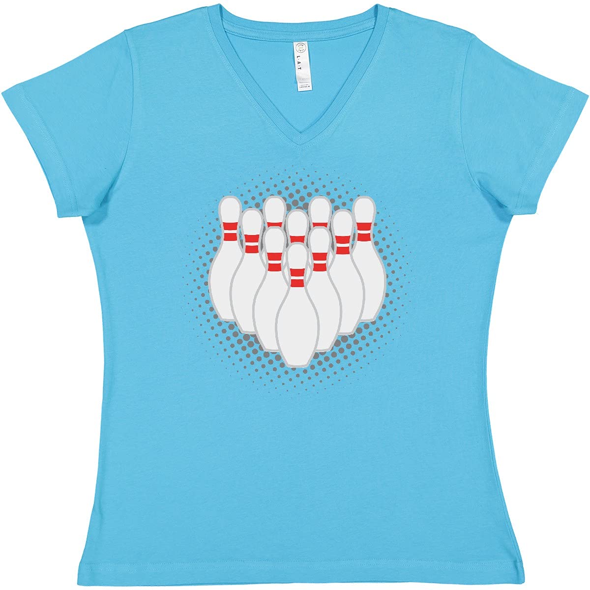 Inktastic Bowling Gift for Bowlers - Women's V-Neck Cotton T-Shirt with Funny Bowling Design - Perfect for Bowling Leagues, Tournaments & Casual Wear