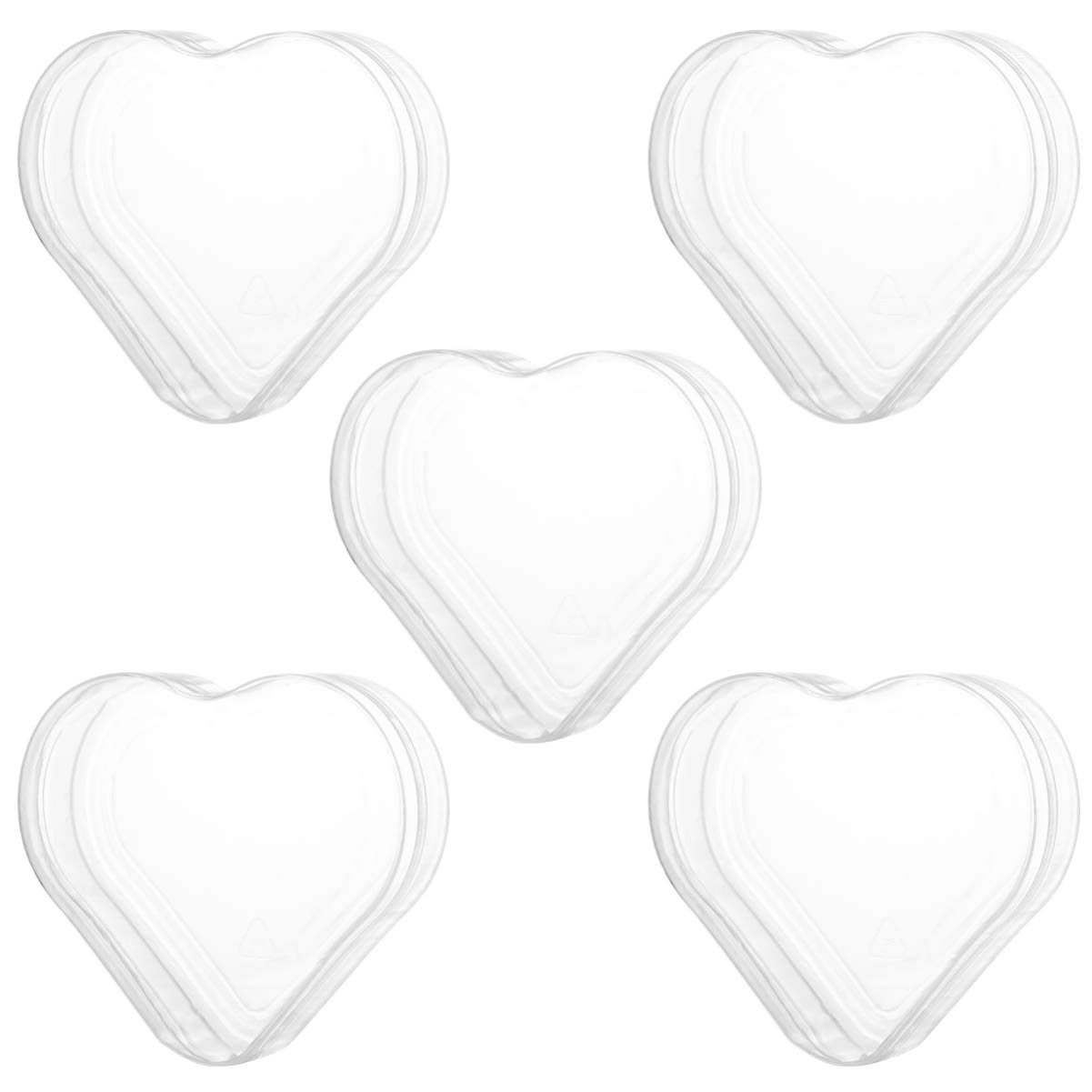 Cabilock 5-Piece Clear Heart-Shaped Jewelry Storage Box Set - Transparent Desktop Organizer for Rings, Earrings, Necklaces | Perfect for Home, Office & Travel Accessory Organization