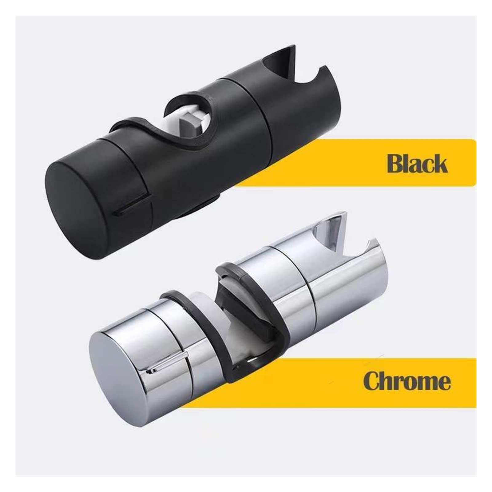 JMUNG Adjustable Shower Bracket 18-25mm ABS Chrome Shower Head Holder - Universal Bathroom Accessories for Shower Rail & Faucet - Perfect for Home, Hotel & Spa (Black)