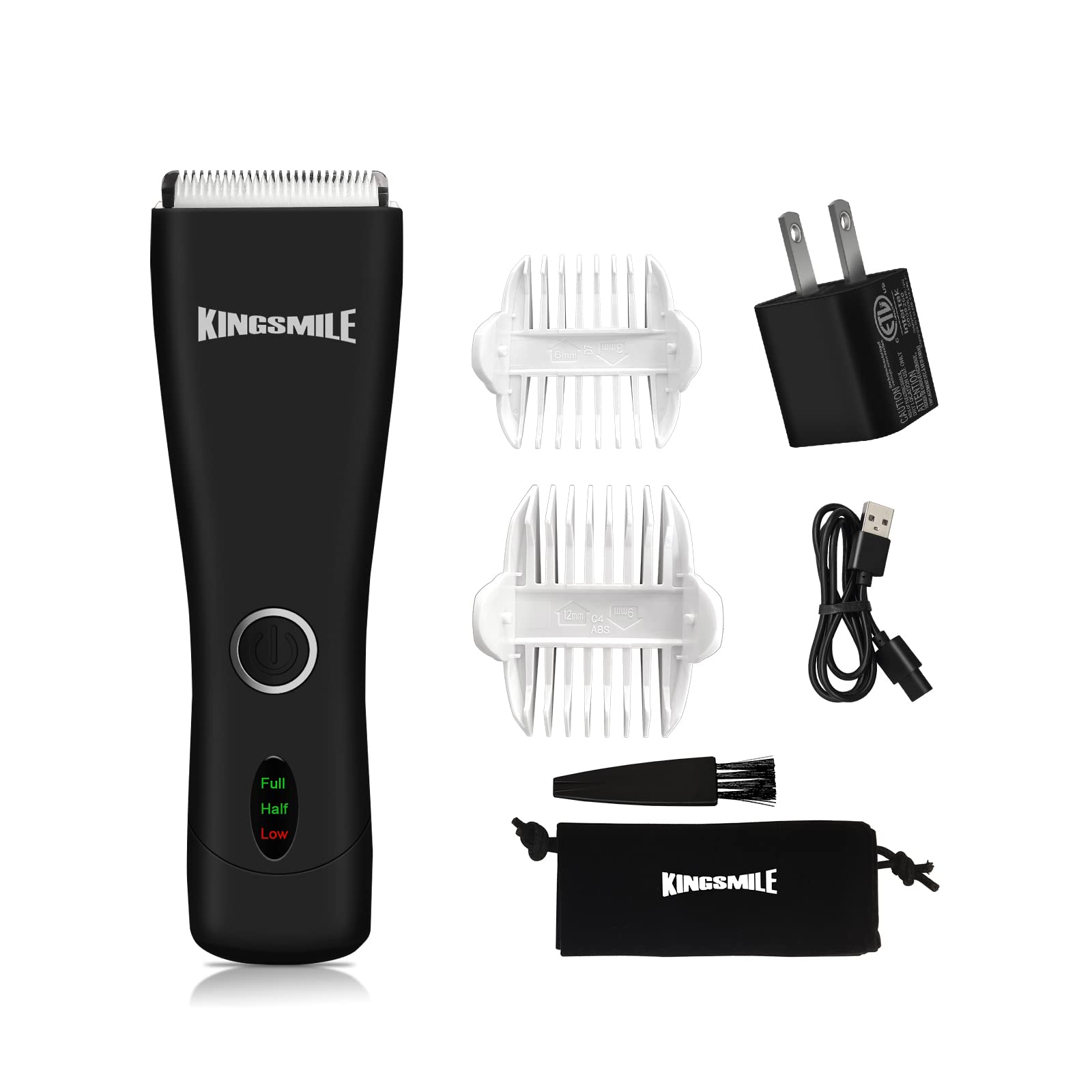 Kingsmile Electric Body Hair Trimmer for Men - Safe Pubic & Groin Hair Clipper with Replaceable Ceramic Blade, Waterproof Design & Charger Included | Perfect for Travel, Gym & Personal Hygiene Grooming